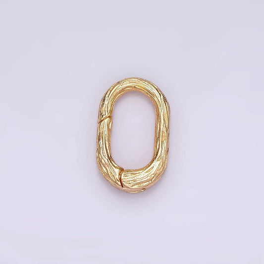 14k gold filled oval wood textured spring clasp, gate clasp, push gate clasp, spring gate oval | z522