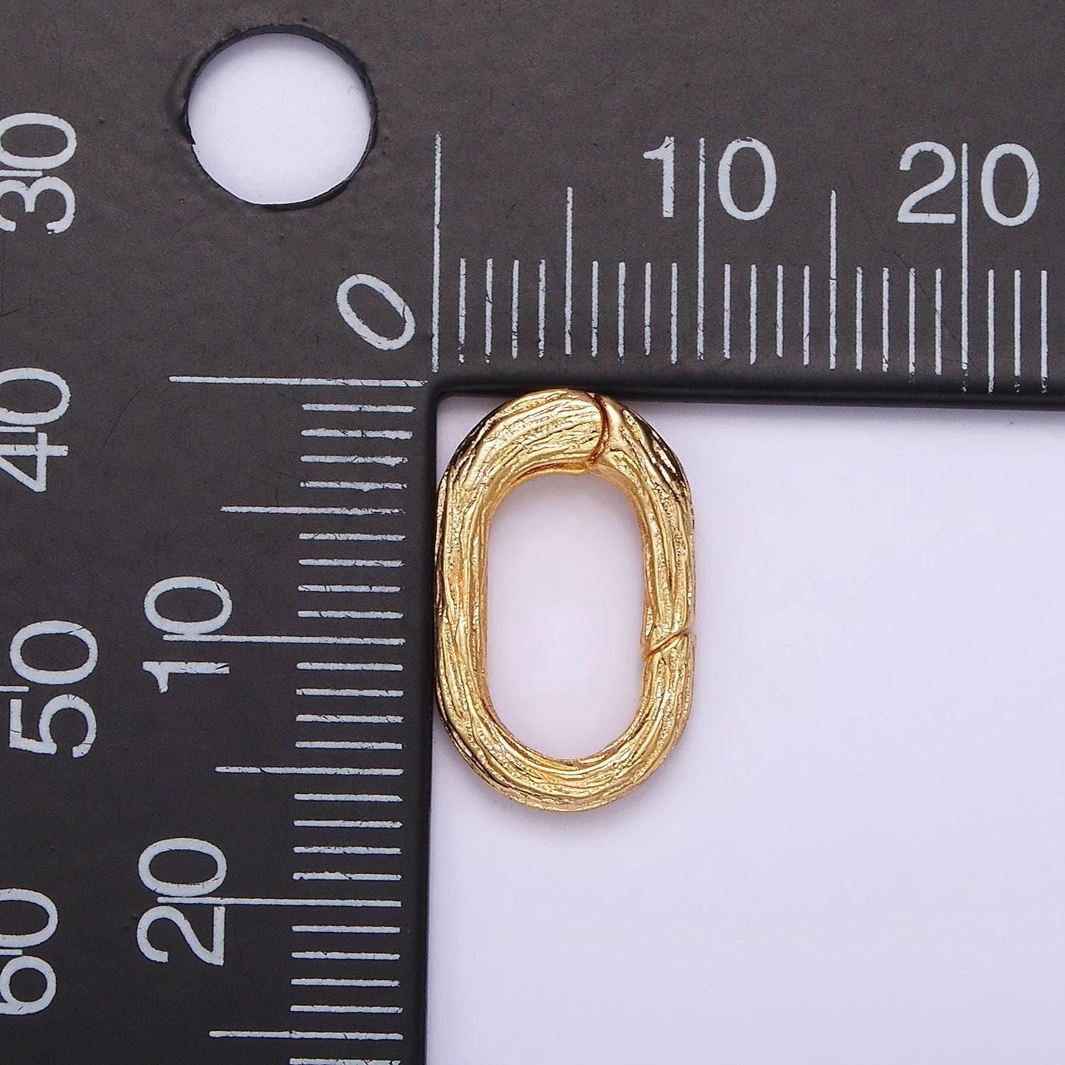 14k gold filled oval wood textured spring clasp, gate clasp, push gate clasp, spring gate oval | z522