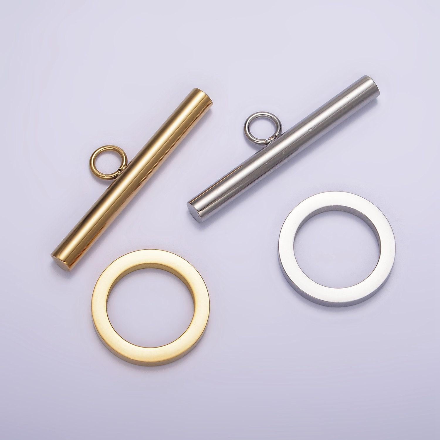 Stainless steel toggle clasp gold & silver, wholesale ot clasps for necklace, choker or bracelet chain making supply z484
