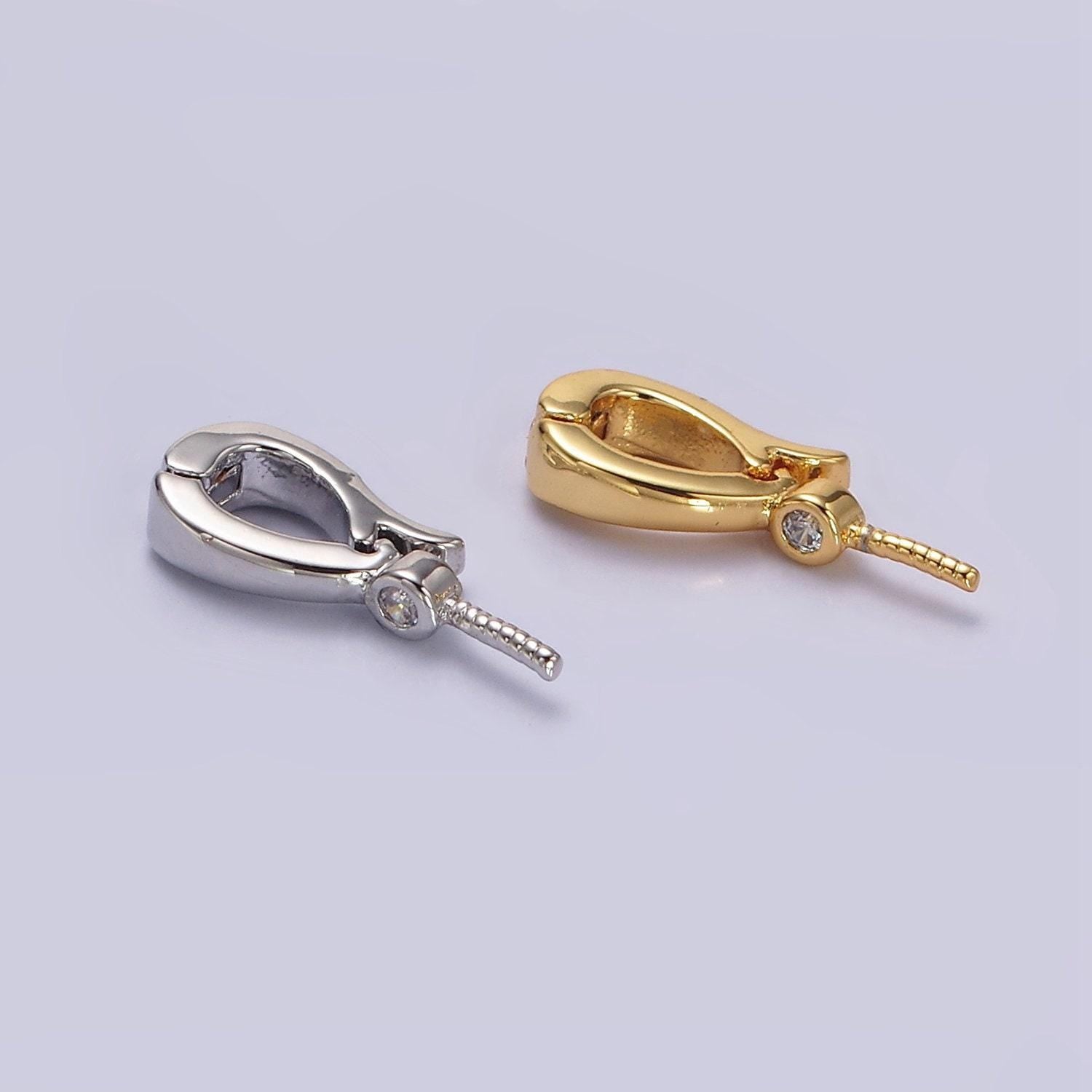 14k gold filled clear cz drill snap interchangeable charm holder jewelry supply in gold & silver | z481 z482