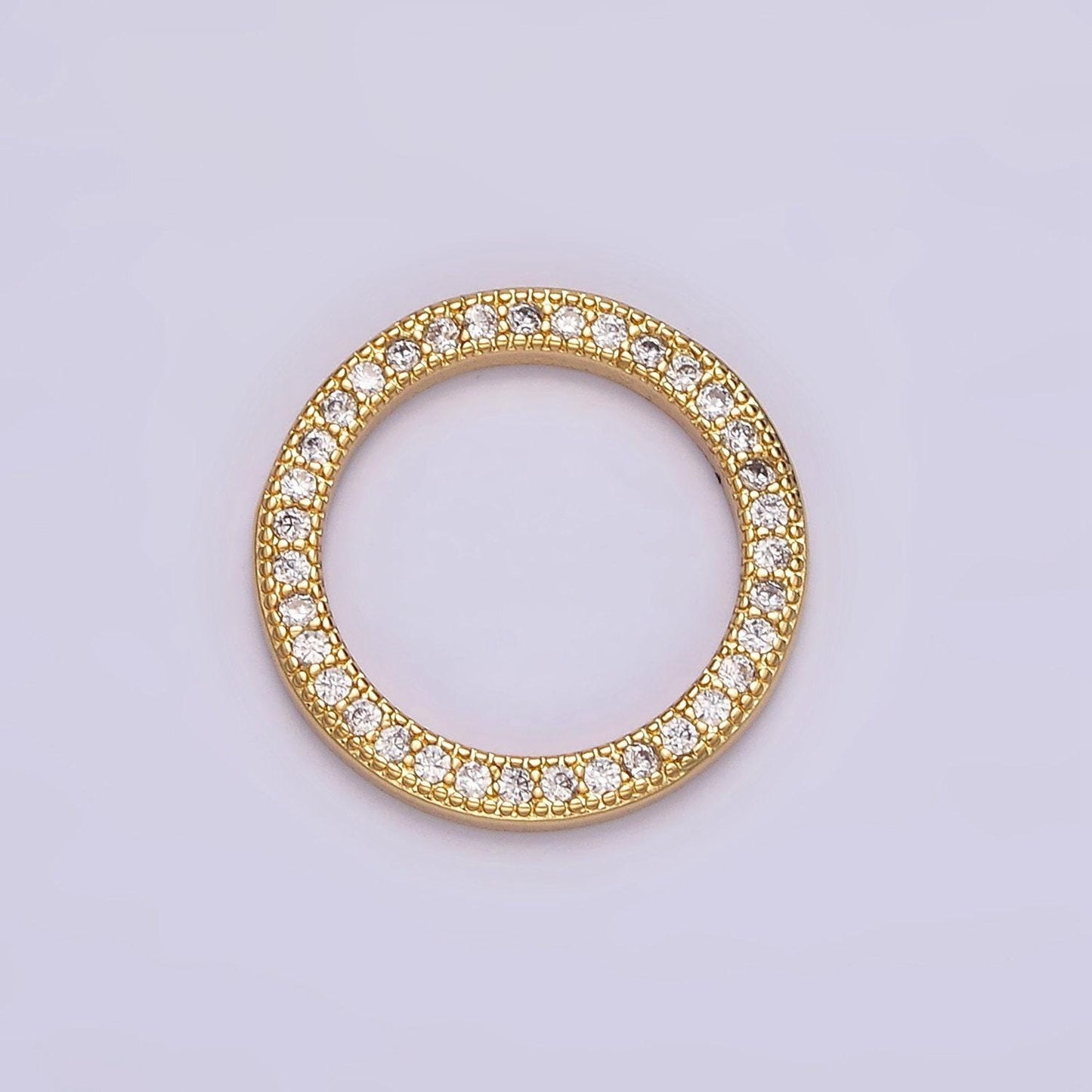 14k gold filled 18.5mm open round clear micro paved cz charm supply | z478