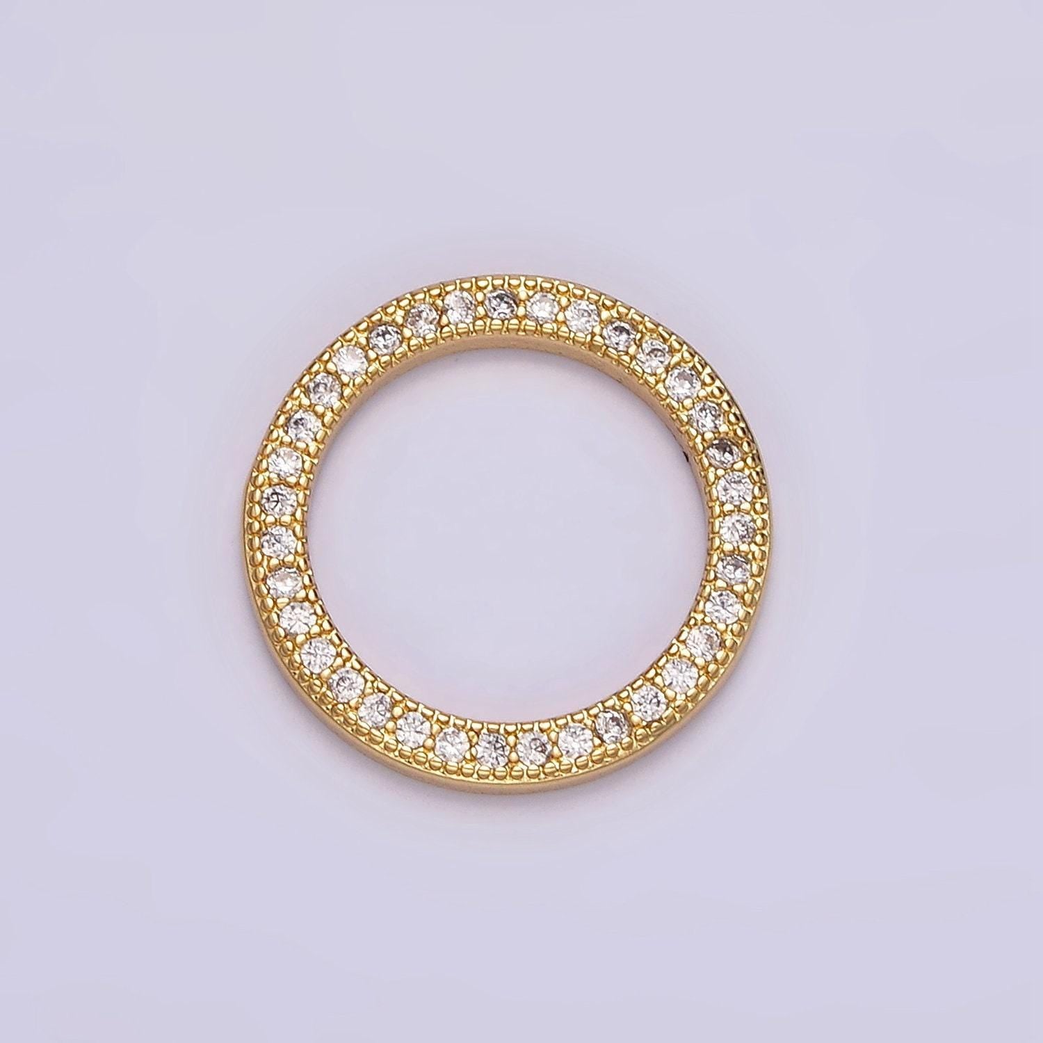14k gold filled 18.5mm open round clear micro paved cz charm supply | z478