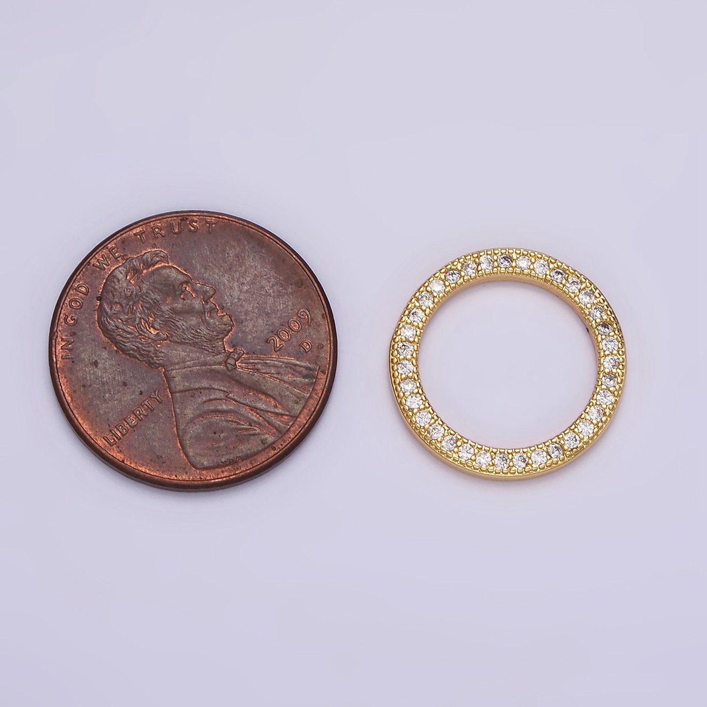 14k gold filled 18.5mm open round clear micro paved cz charm supply | z478