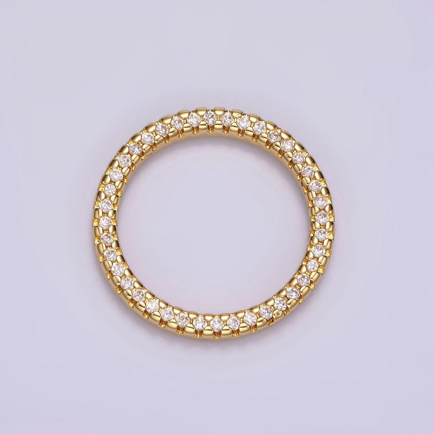 14k gold filled 15.5mm open round clear micro paved cz charm supply | z477