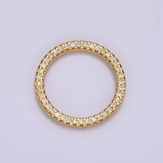 14k gold filled 15.5mm open round clear micro paved cz charm supply | z477
