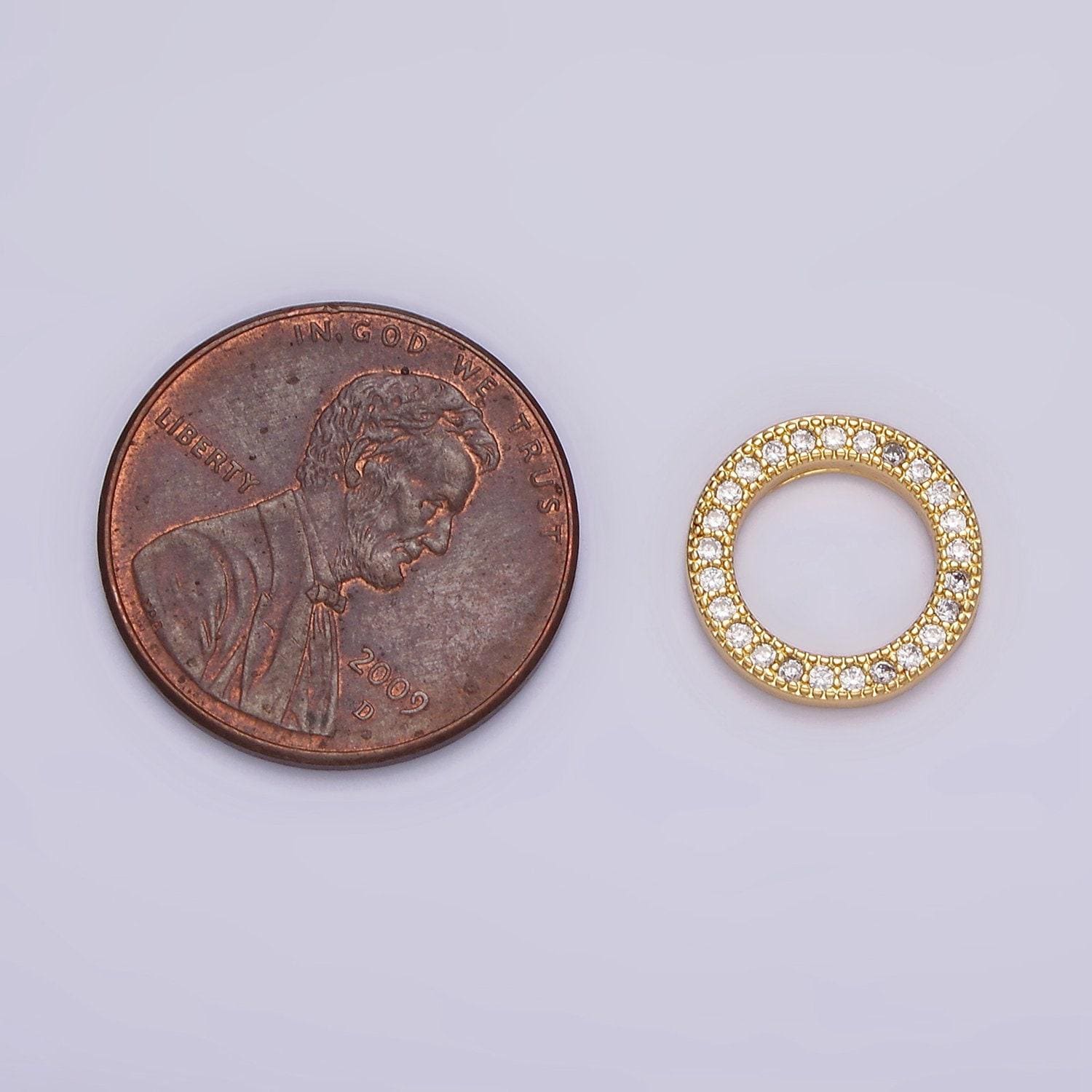 14k gold filled 12mm open round clear micro paved cz charm supply | z476
