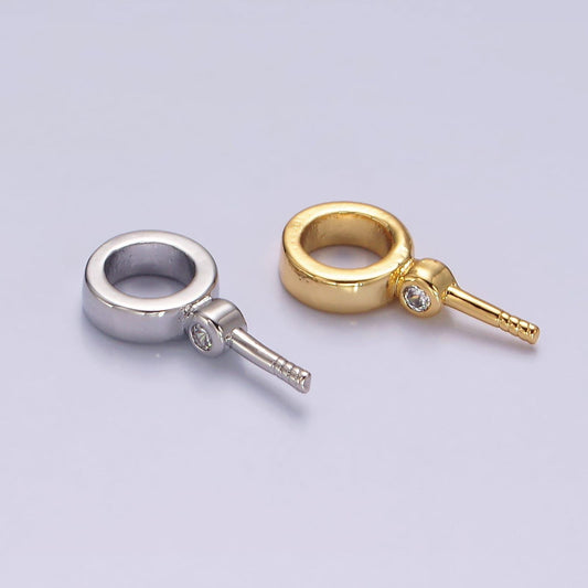 14k gold filled clear cz round drill charm holder jewelry findings supply in gold & silver | z472 z473