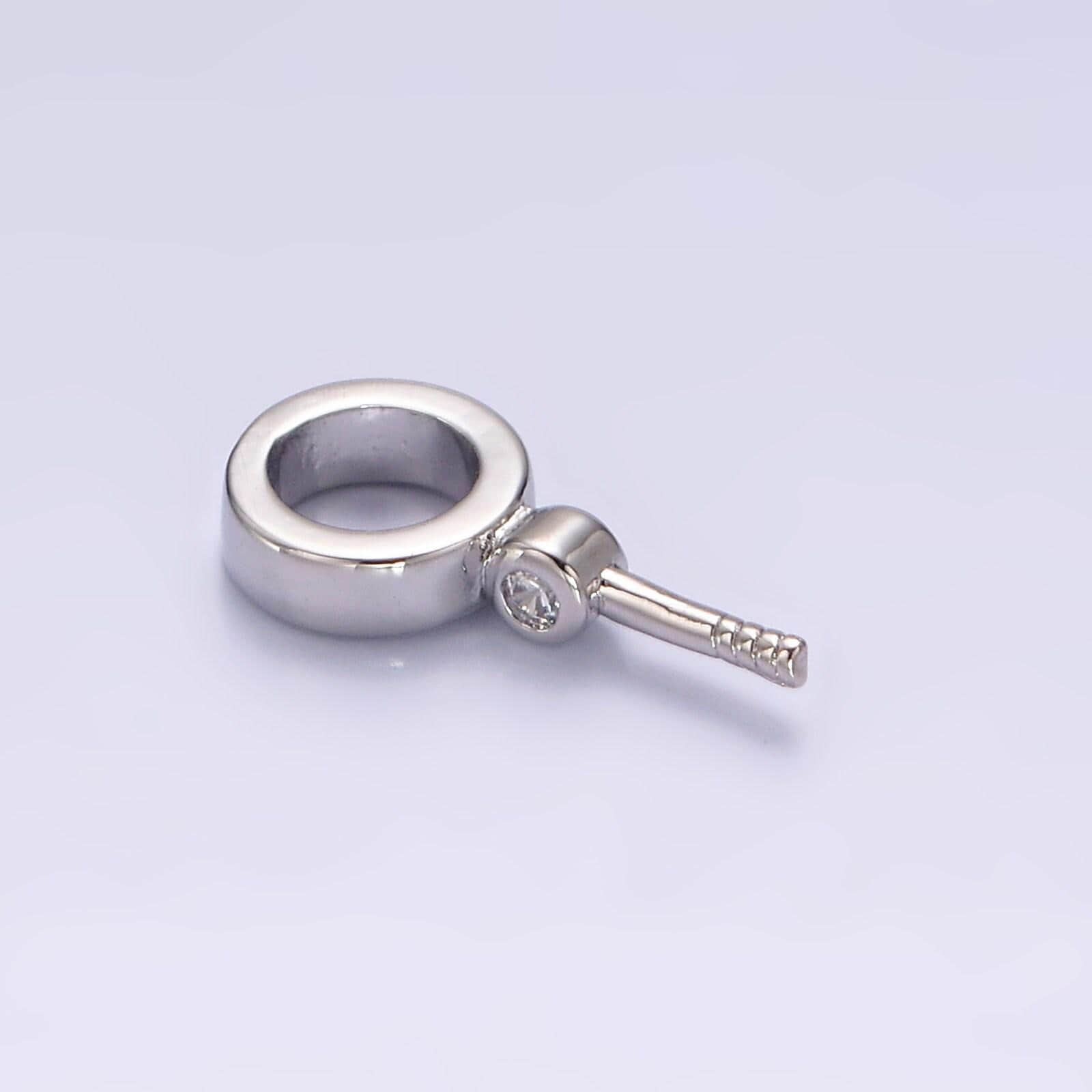 14k gold filled clear cz round drill charm holder jewelry findings supply in gold & silver | z472 z473