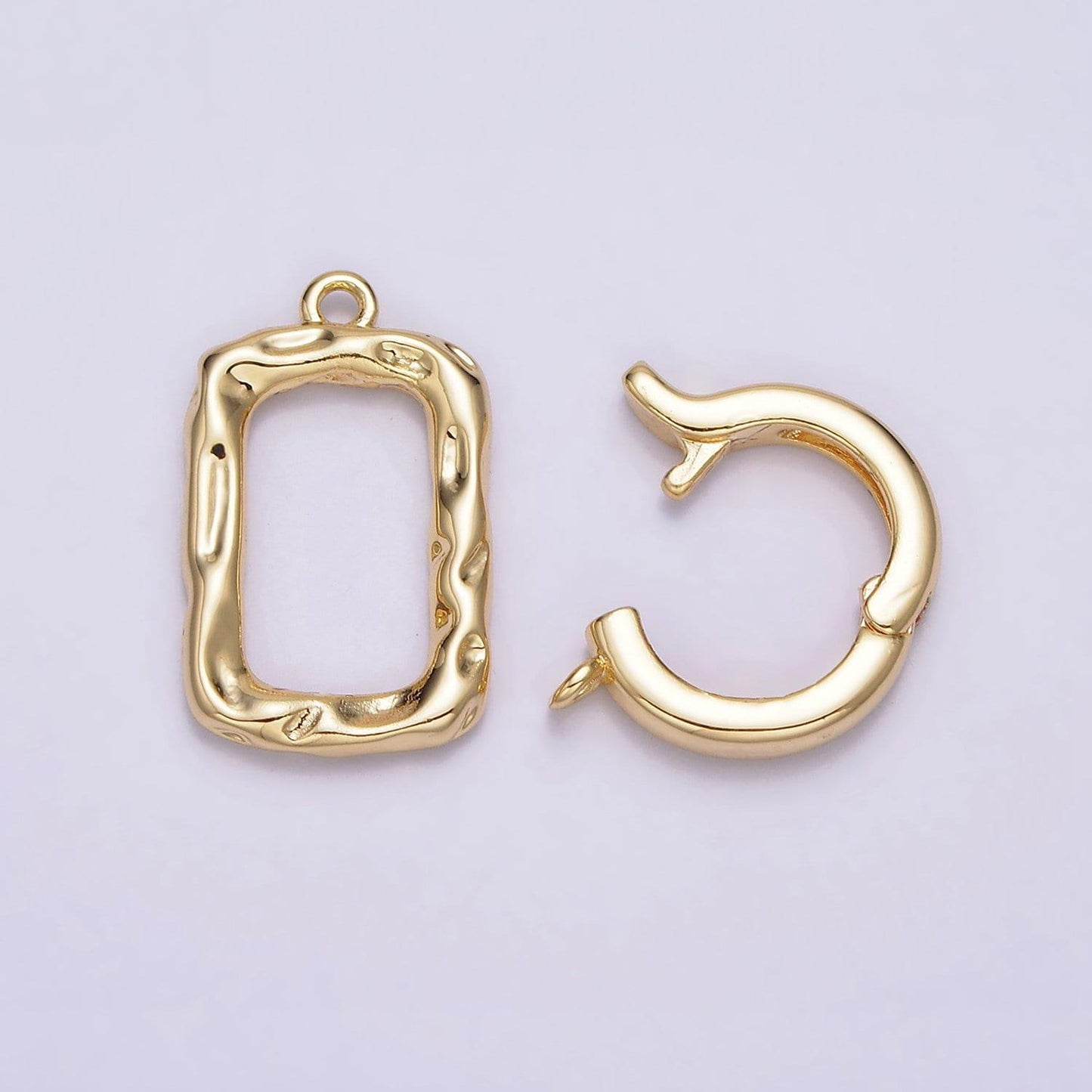 24k gold filled interchangeable charm holder hammered open oblong drop jewelry making supply | z448