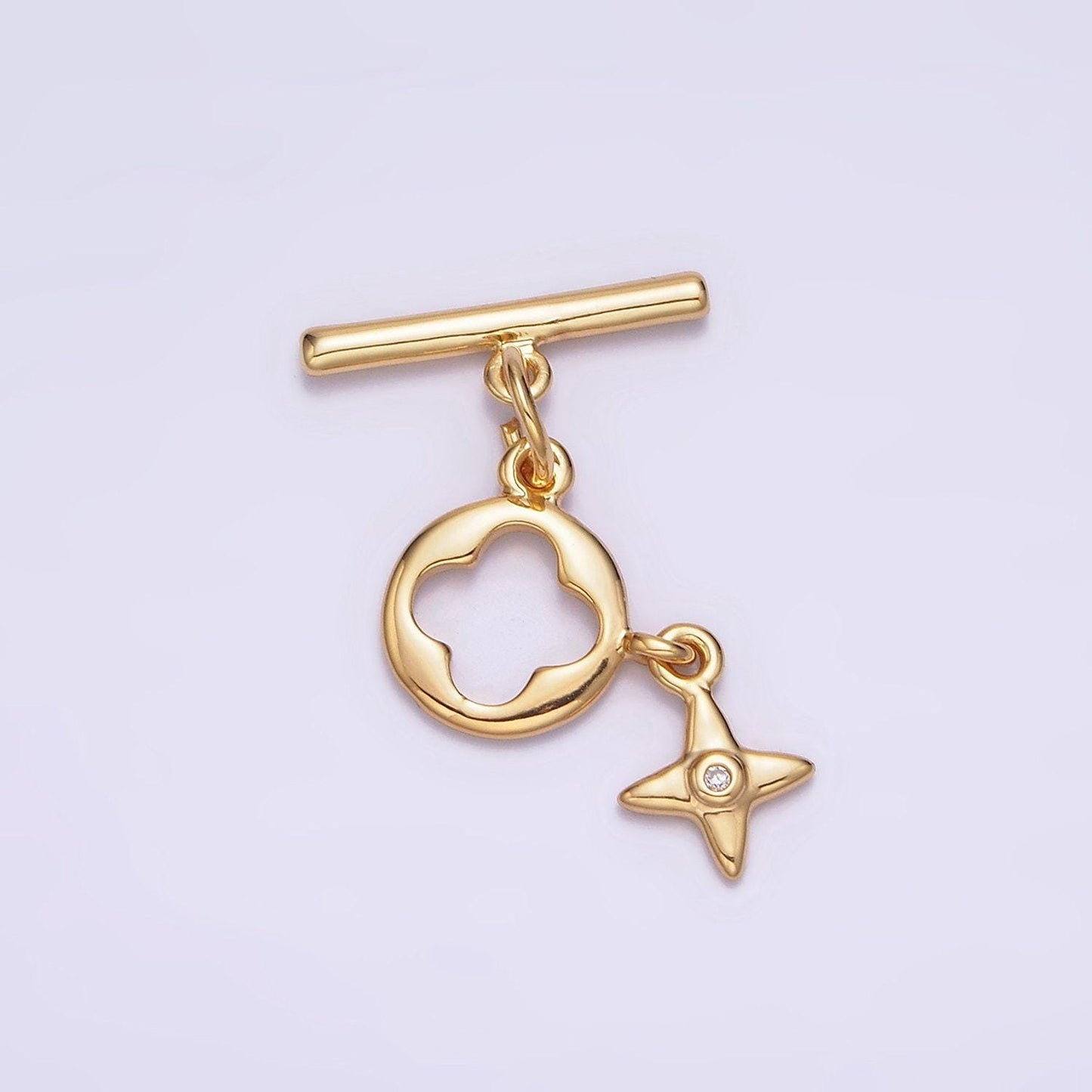 Micro pave gold toggle clasp, gold round flower floral ot clasp fancy design ot clasp bulk supply for bracelet necklace component z-446