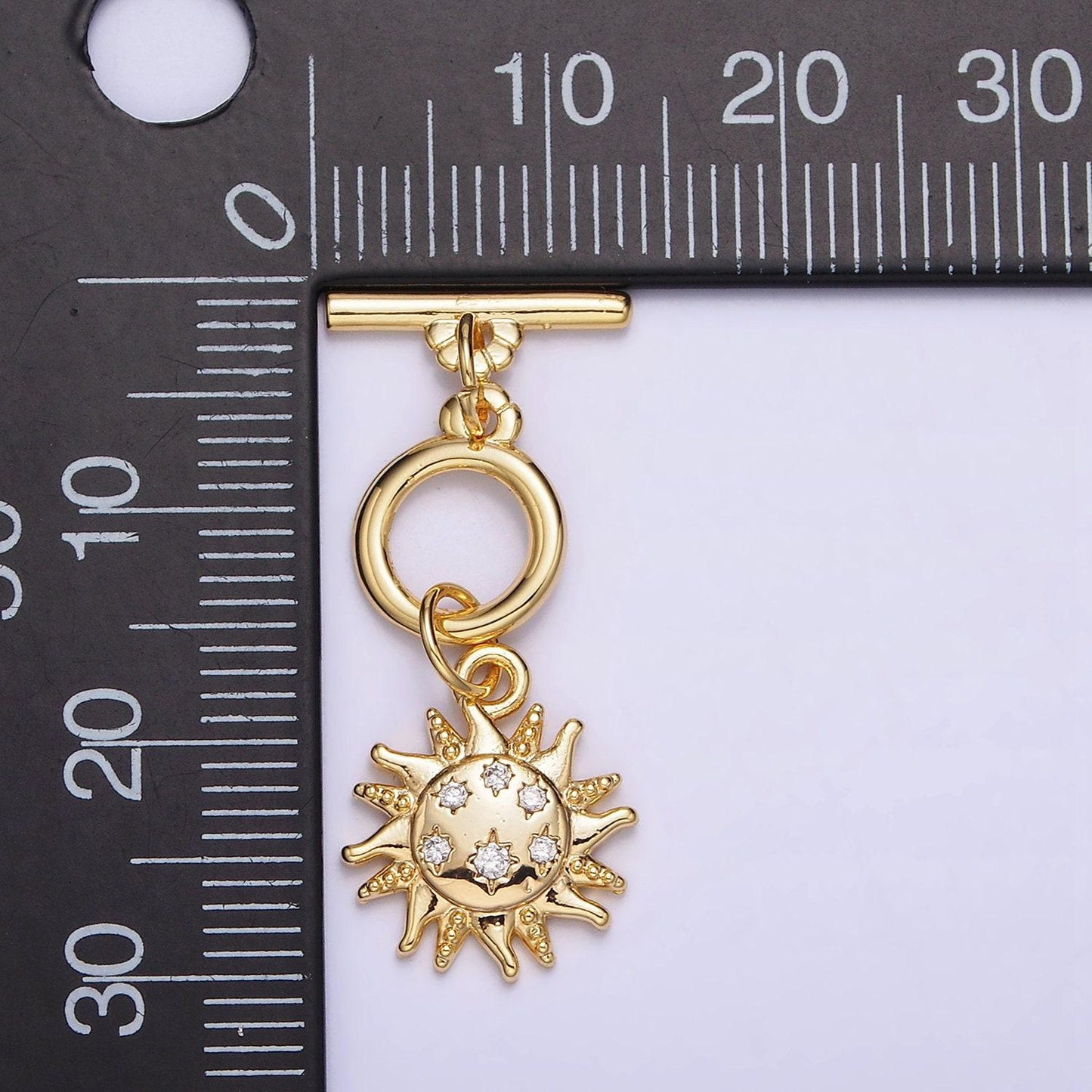 Micro pave gold toggle clasp, gold round sun celestial ot clasp fancy design ot clasp bulk supply for bracelet necklace component z-434