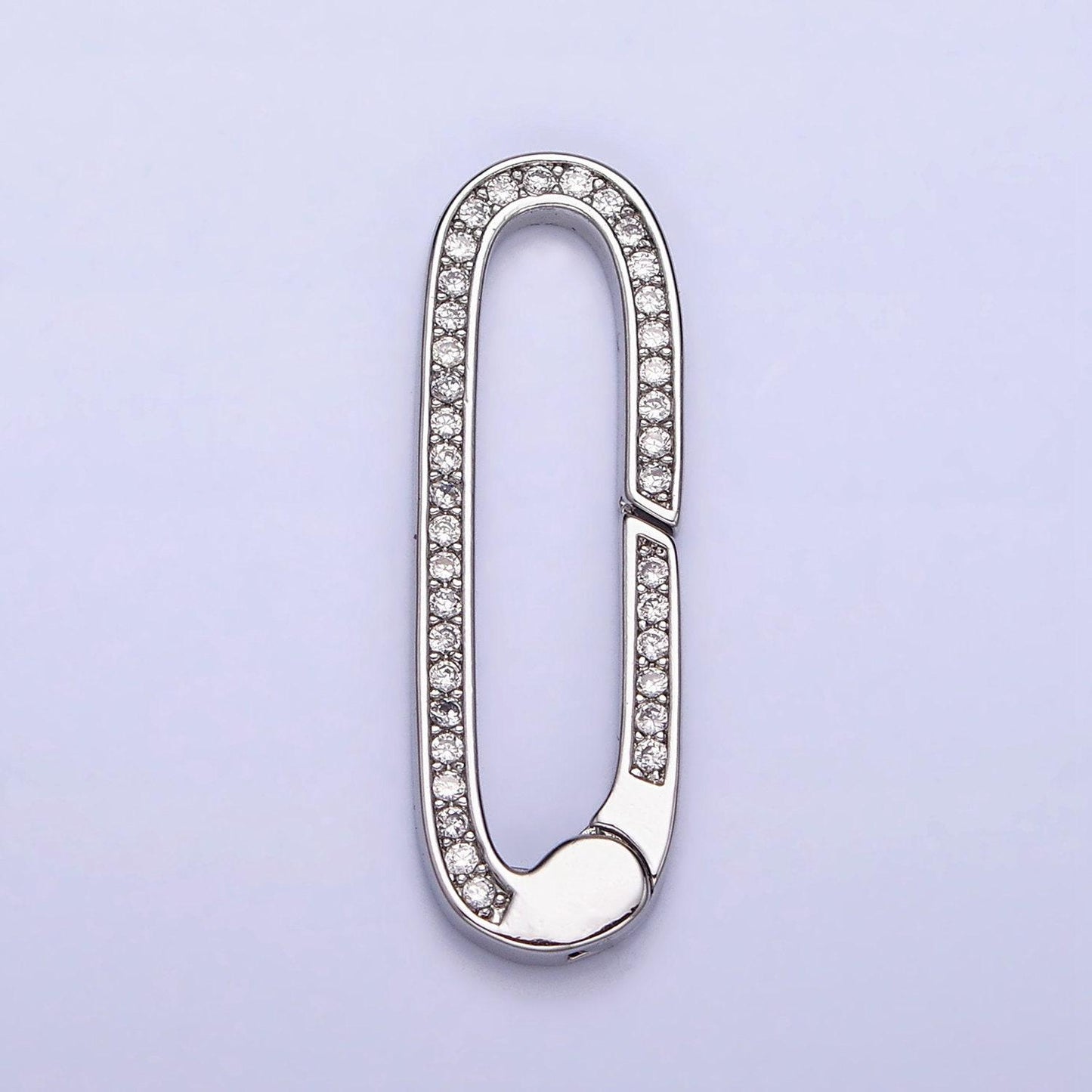 16k gold filled 27.3mm oblong micro paved cz spring gate jewelry supply in gold & silver | z032 z392