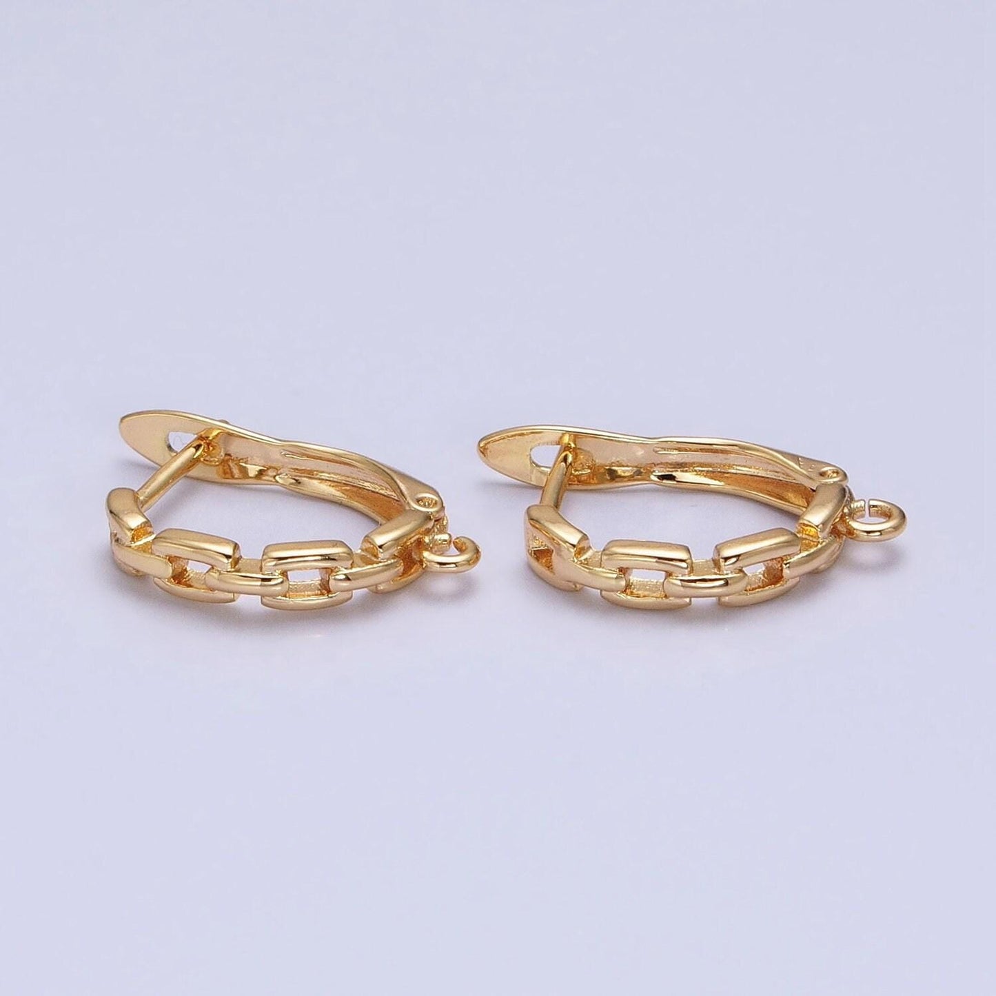 16k gold filled paper clip link chain open link english lock earrings supply in silver & gold | z208 z381