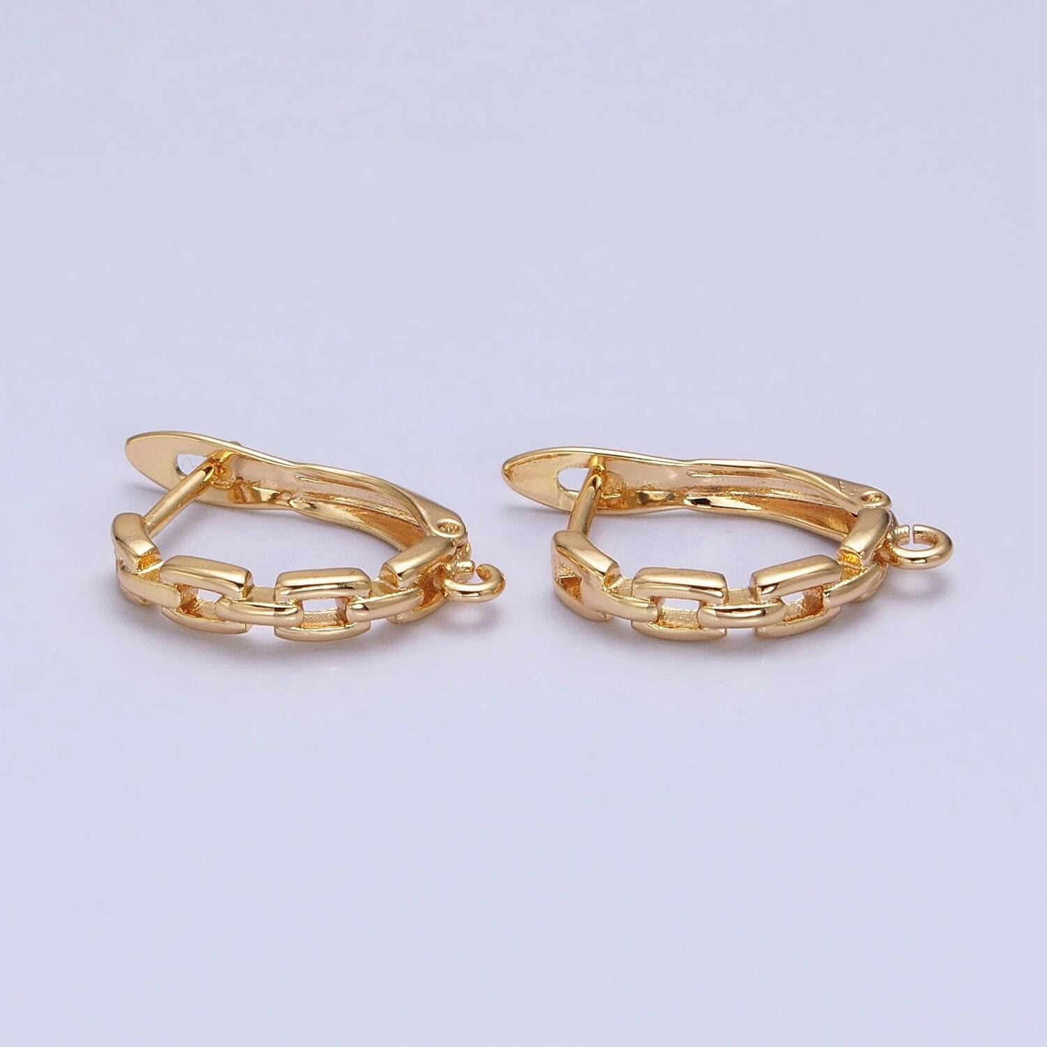 16k gold filled paper clip link chain open link english lock earrings supply in silver & gold | z208 z381
