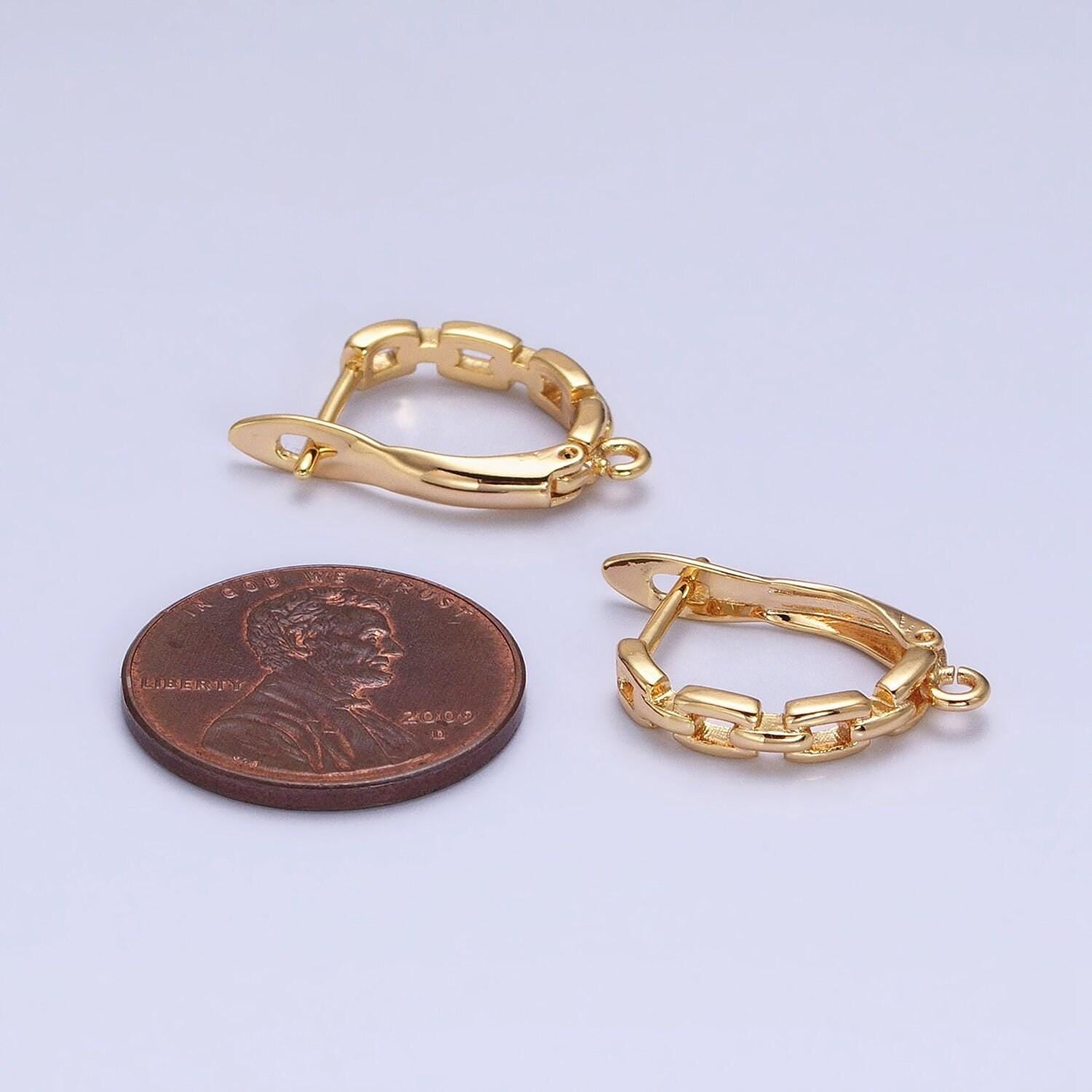16k gold filled paper clip link chain open link english lock earrings supply in silver & gold | z208 z381