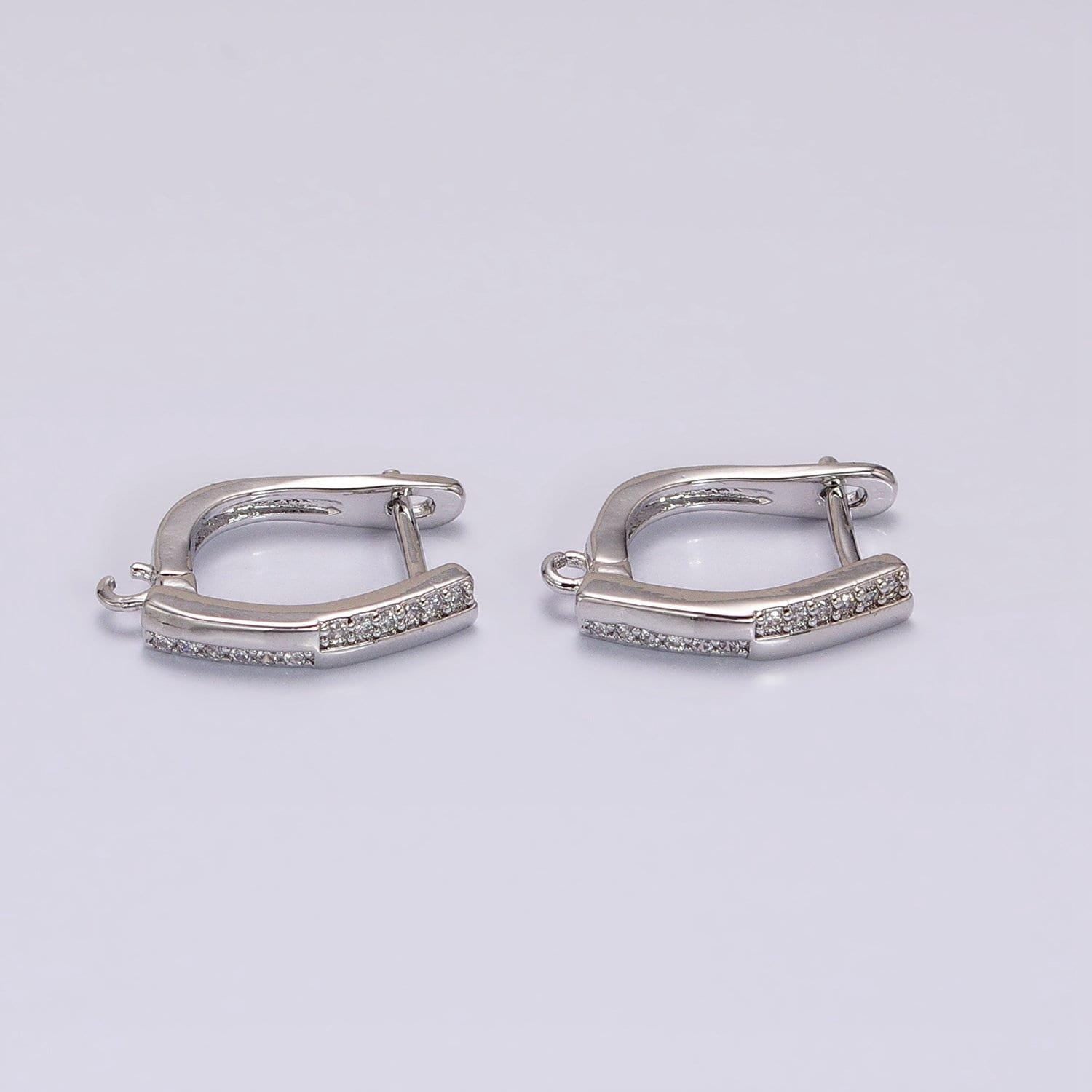 16k gold filled micro paved cz checkered english lock earrings supply in silver, gold | z325 z379
