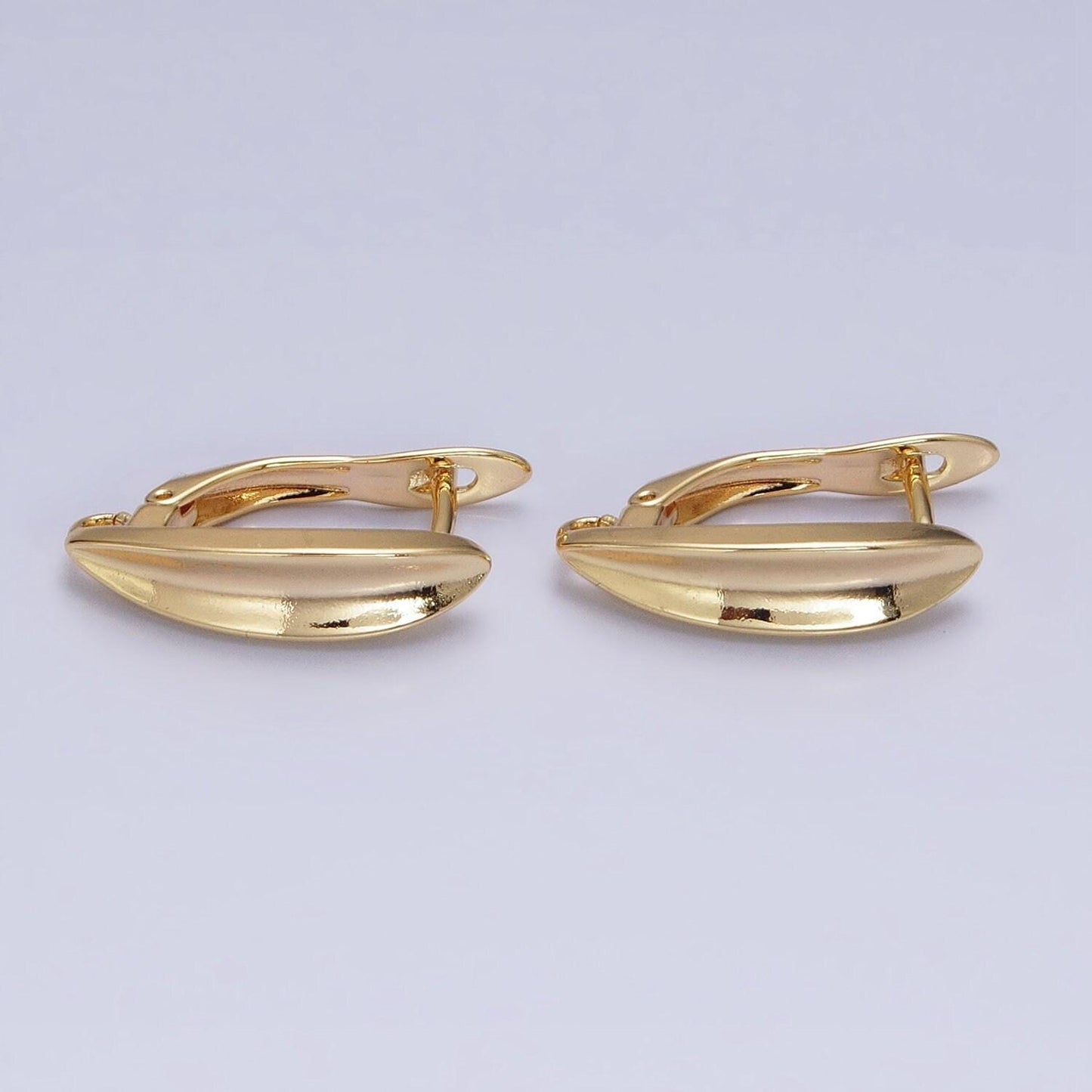 Gold huggie minimalist earring one touch w/ open link, lead nickel free lever back earring making component supply z377