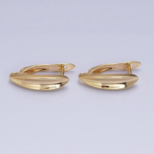 Gold huggie minimalist earring one touch w/ open link, lead nickel free lever back earring making component supply z377