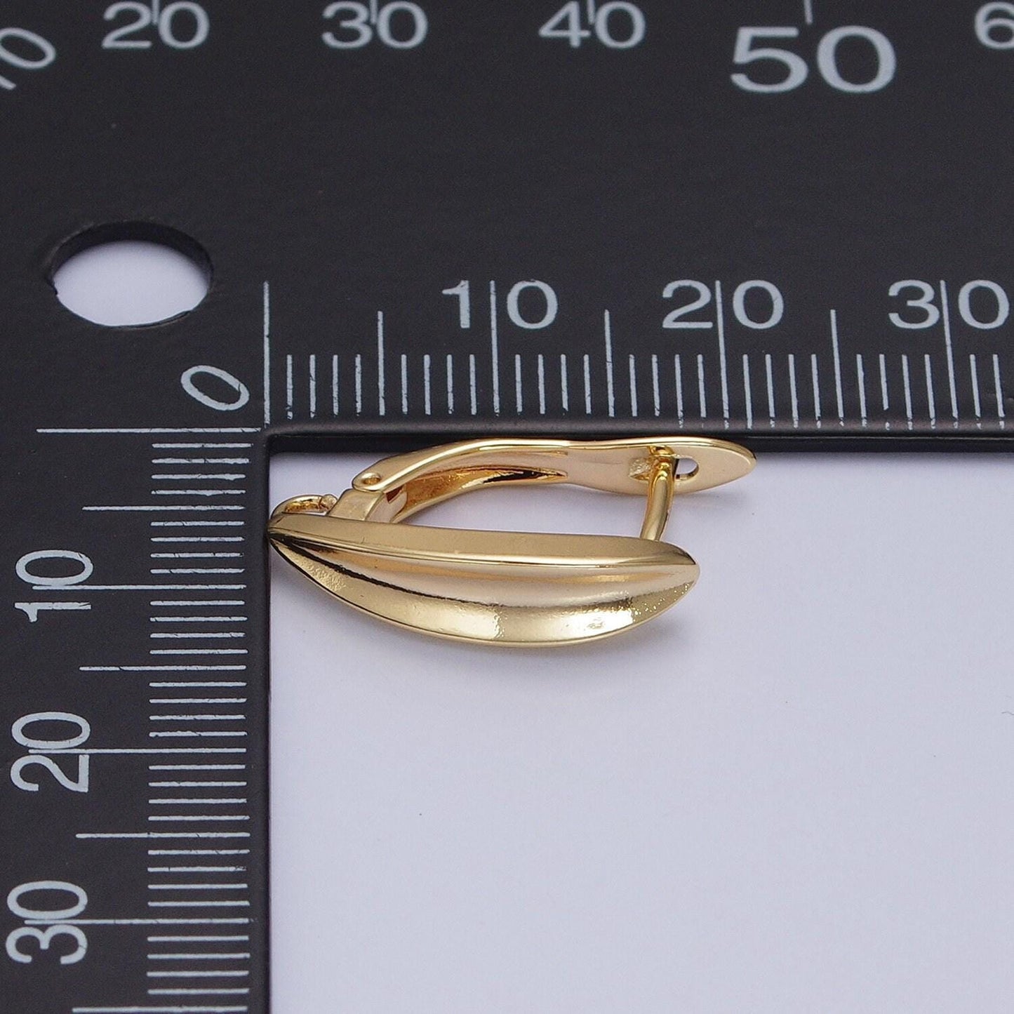 Gold huggie minimalist earring one touch w/ open link, lead nickel free lever back earring making component supply z377
