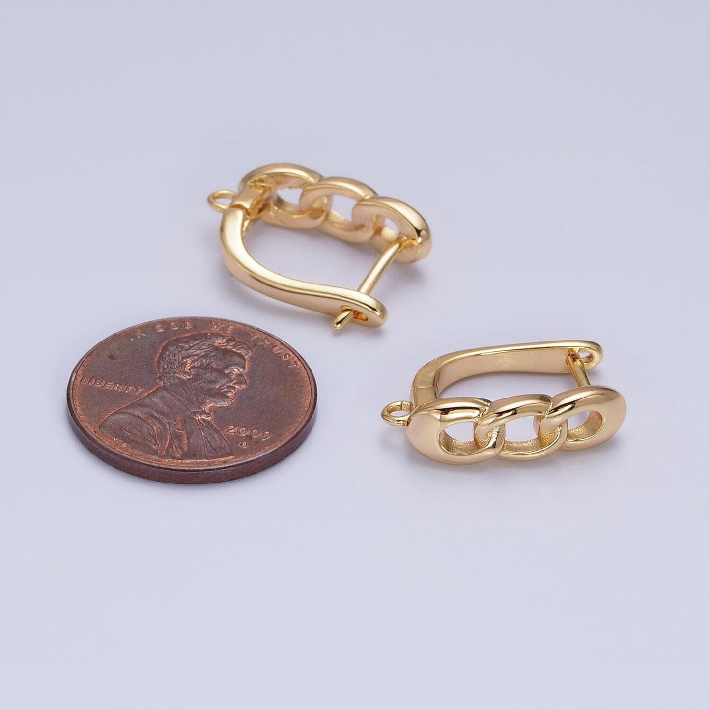 16k gold filled curb link chain open link english lock earrings supply in silver & gold | z282 z375