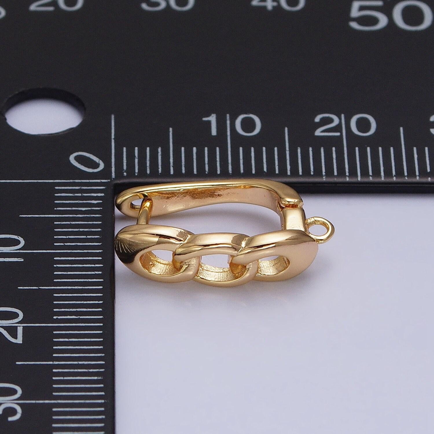 16k gold filled curb link chain open link english lock earrings supply in silver & gold | z282 z375