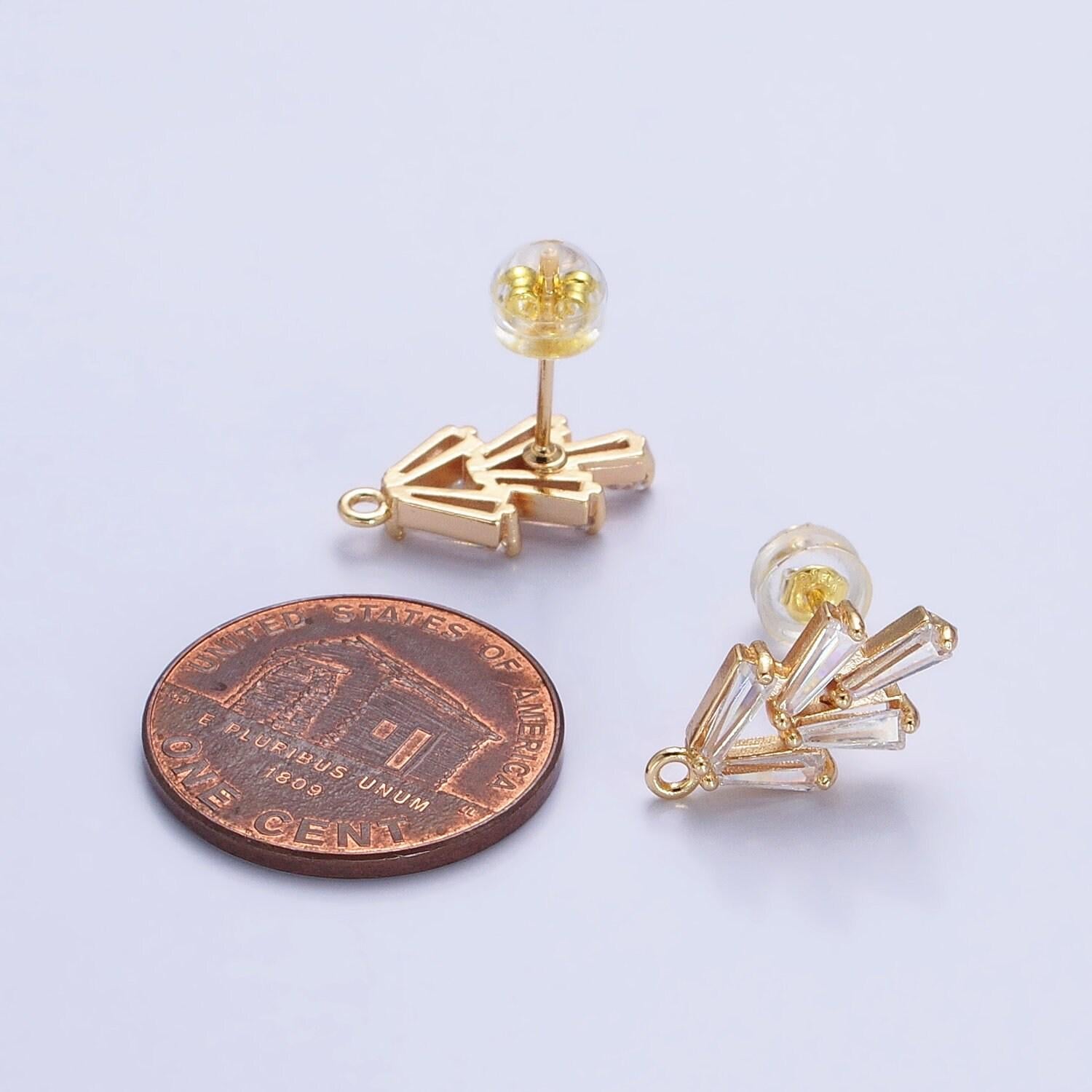 Cz baguette mini stud earrings in gold & silver supply | z-170 z-330