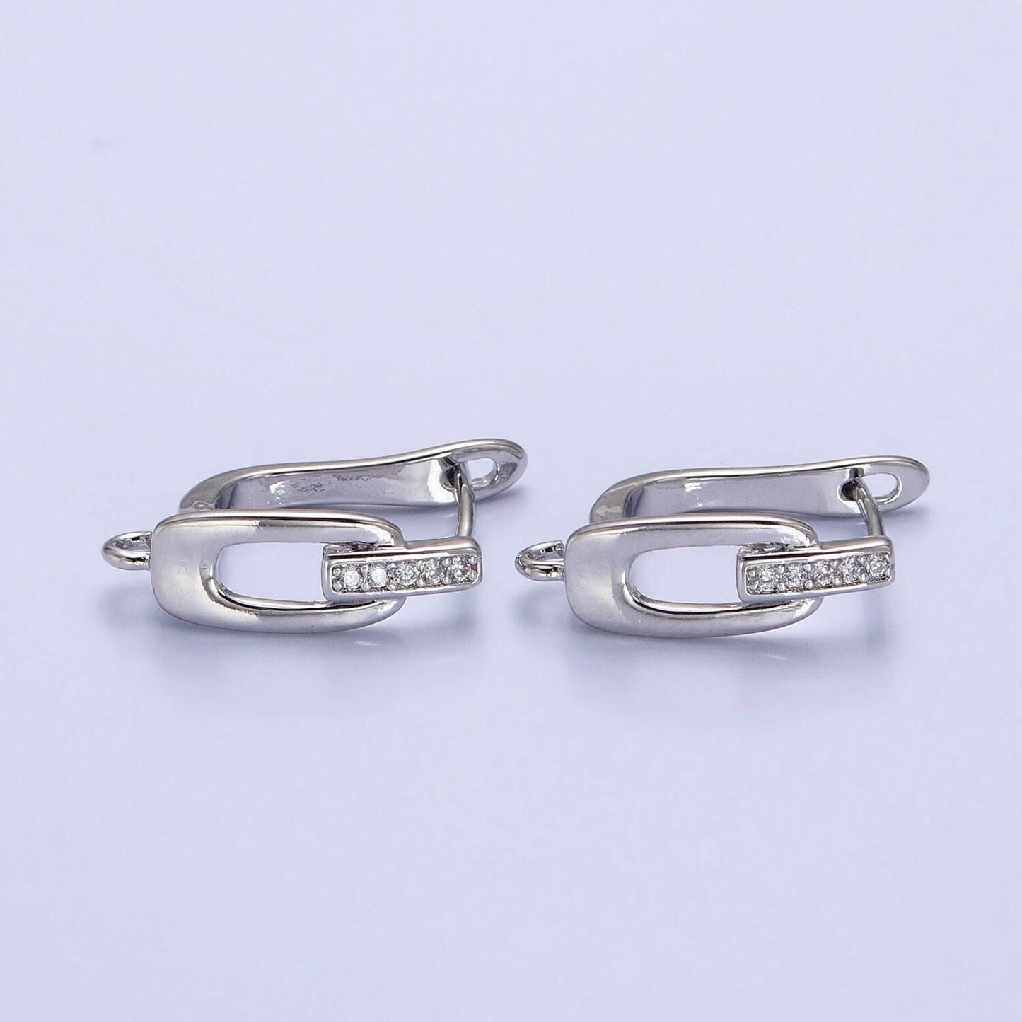 English lock earring paved oblong open loop cz supply | z-328 z-329