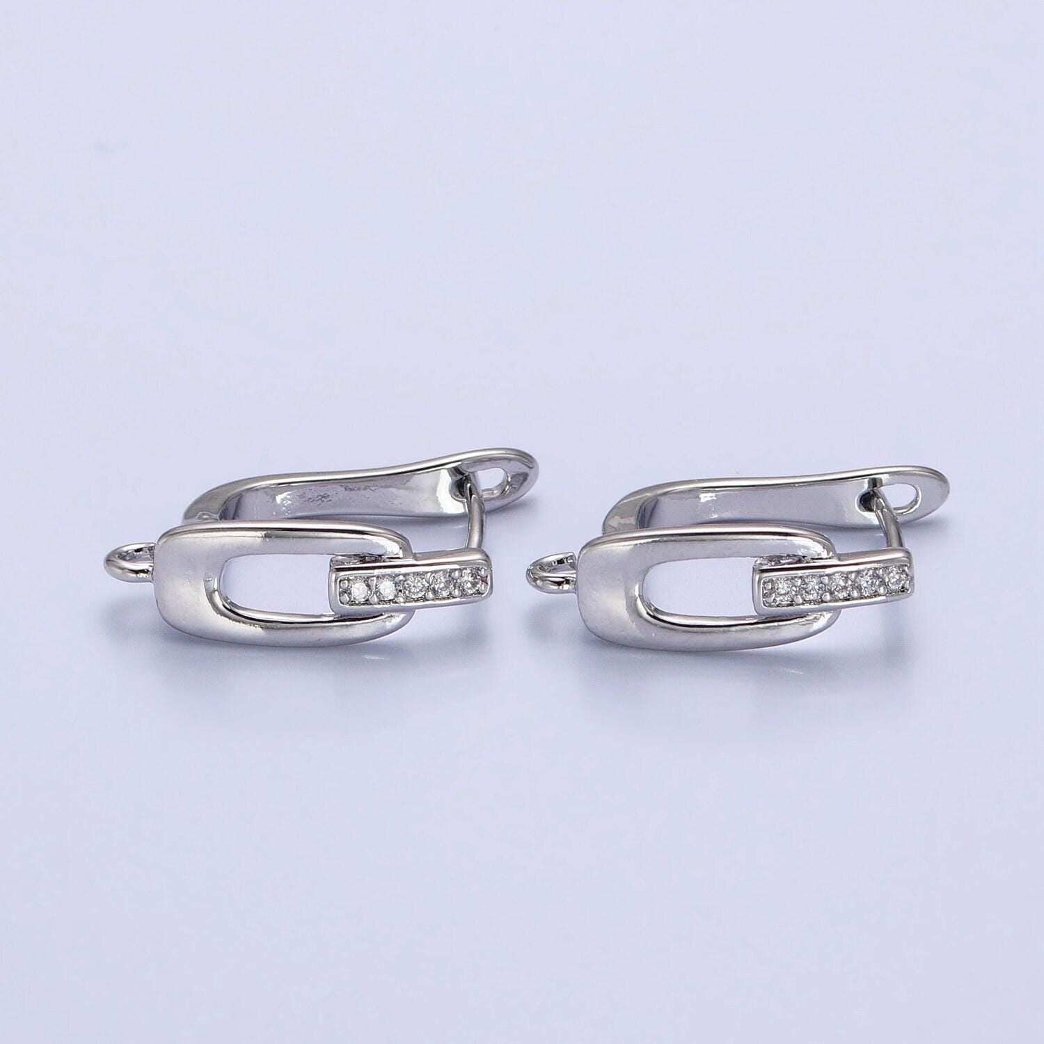 English lock earring paved oblong open loop cz supply | z-328 z-329