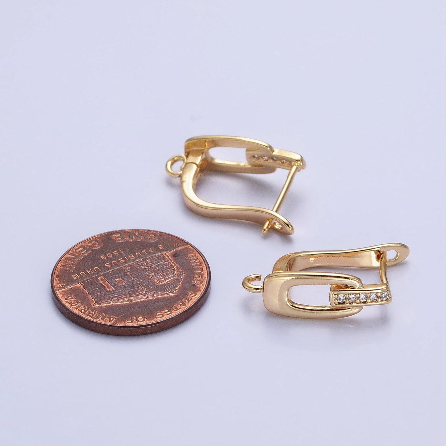 English lock earring paved oblong open loop cz supply | z-328 z-329