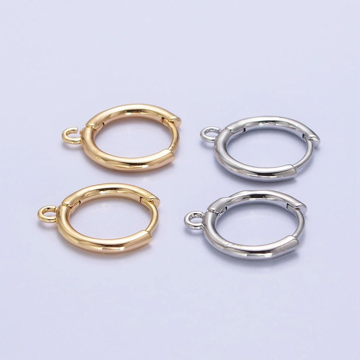 Geometric open loop 12mm huggies in gold & silver earring supply | z-326 z-327