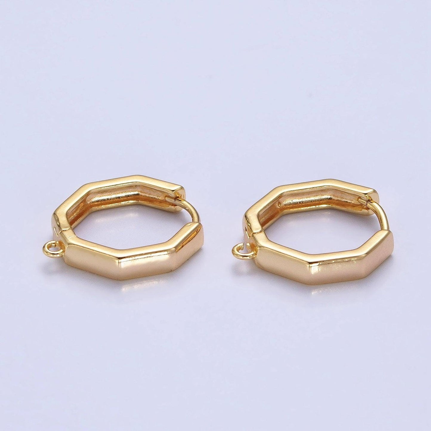 Hexagonal open loop earrings in gold & silver supply | z-322 z-323