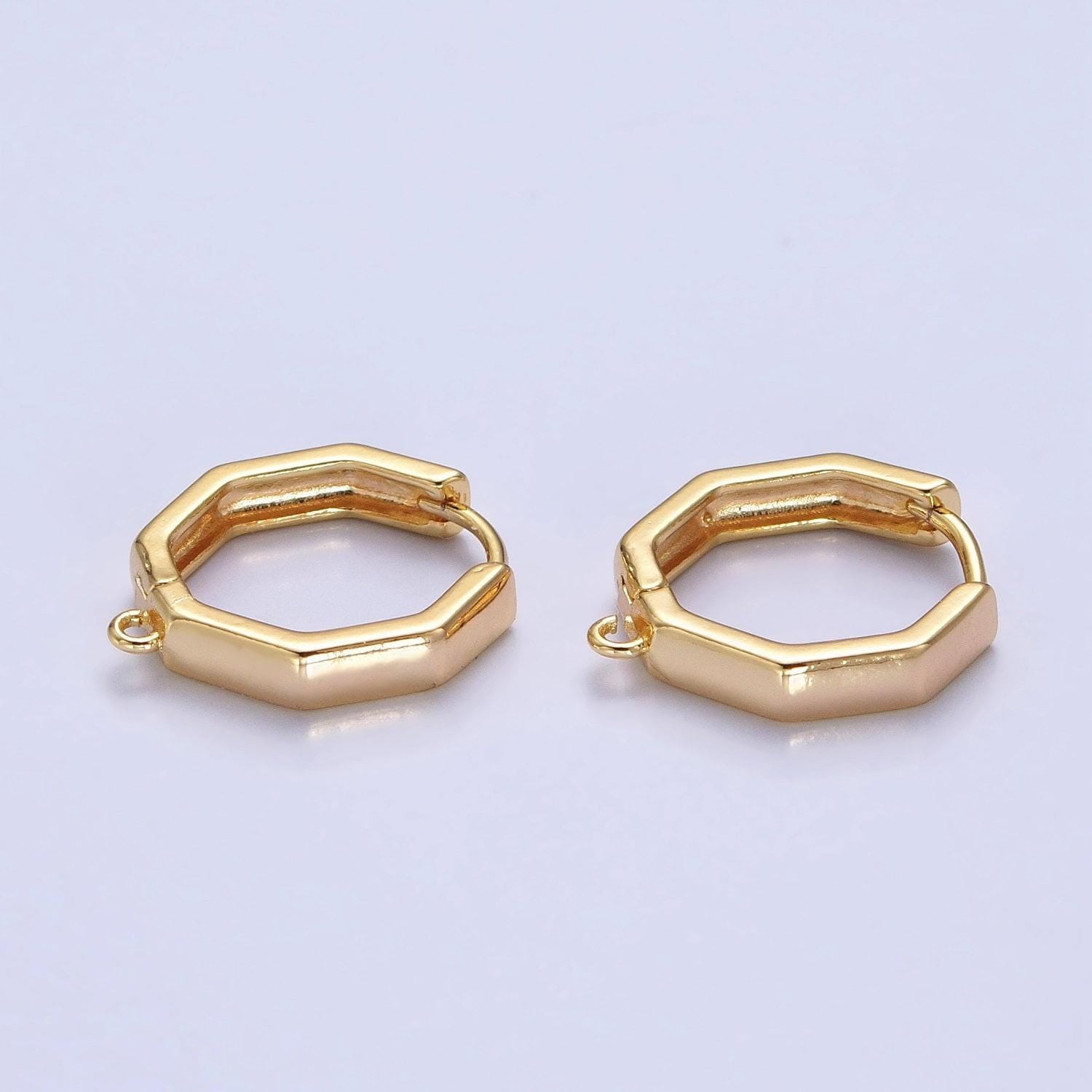 Hexagonal open loop earrings in gold & silver supply | z-322 z-323