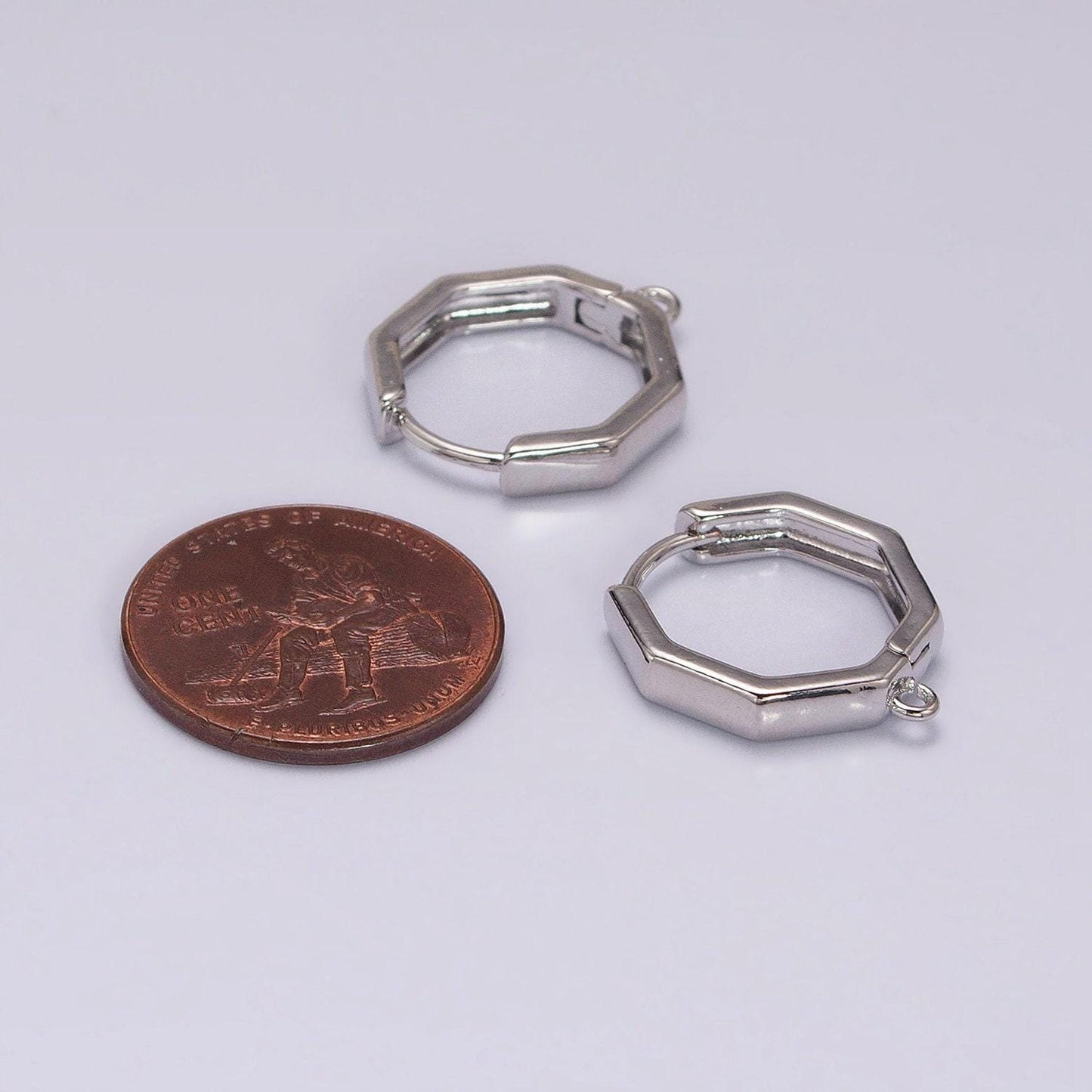 Hexagonal open loop earrings in gold & silver supply | z-322 z-323