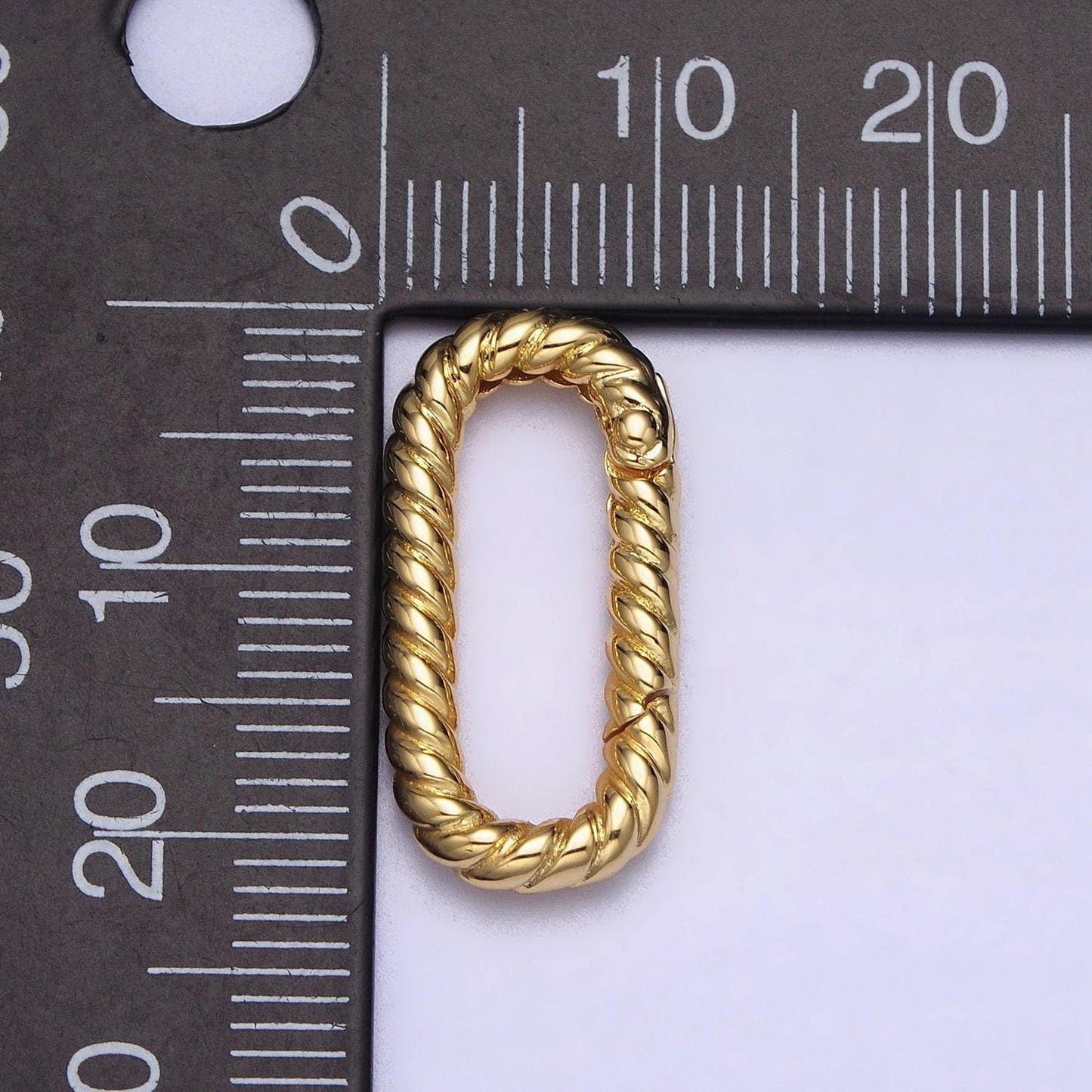 Dainty twisted rope oval gold push gate ring oval twisted rope ring charm holder enahanced link for jewelry supply z301 z302