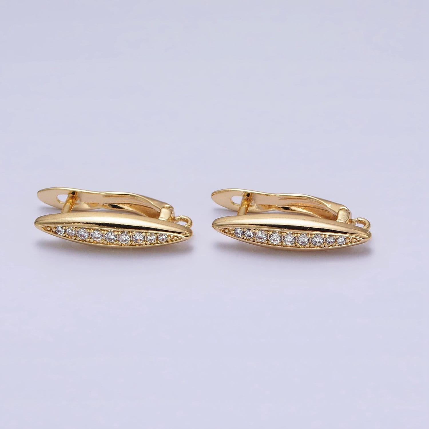 1 pair gold plated pave cubic zirconia lever back earrings - gold lever back earrings with open link earring component z284