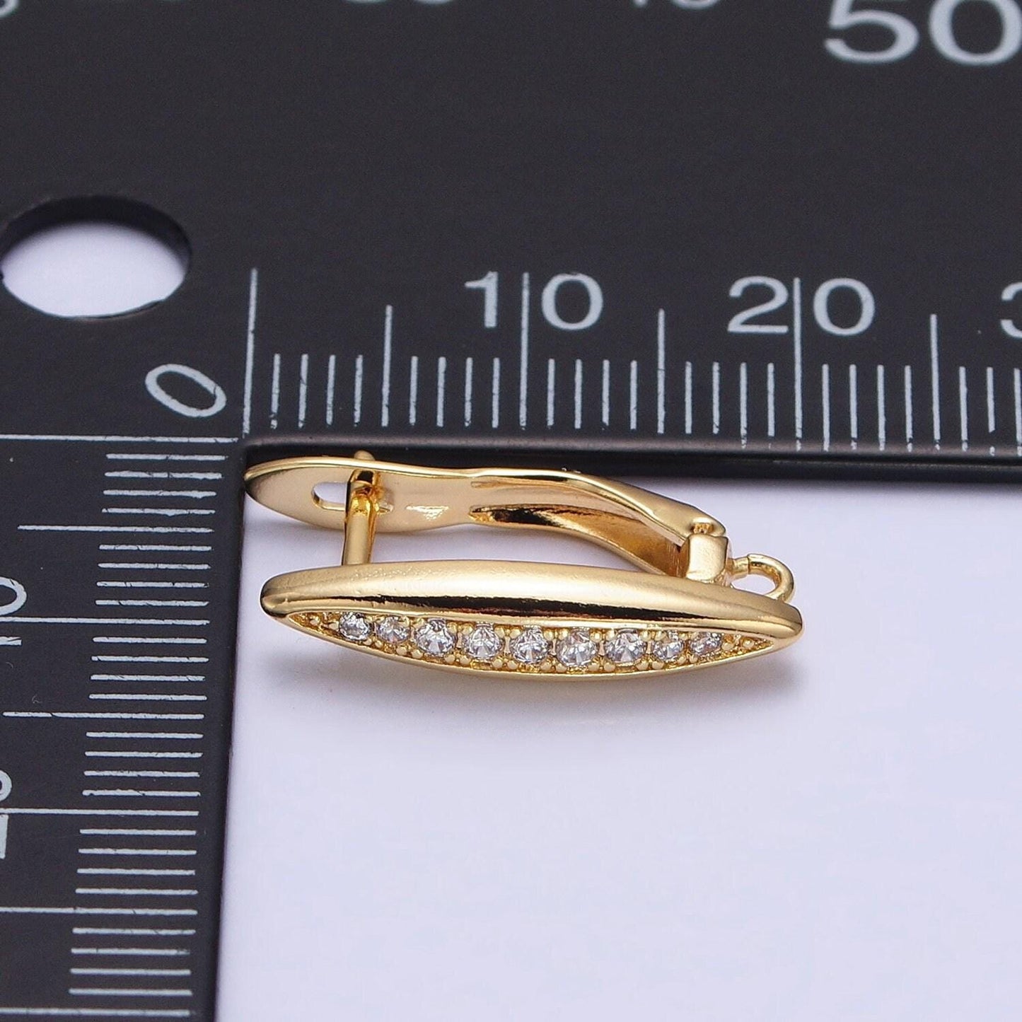 1 pair gold plated pave cubic zirconia lever back earrings - gold lever back earrings with open link earring component z284
