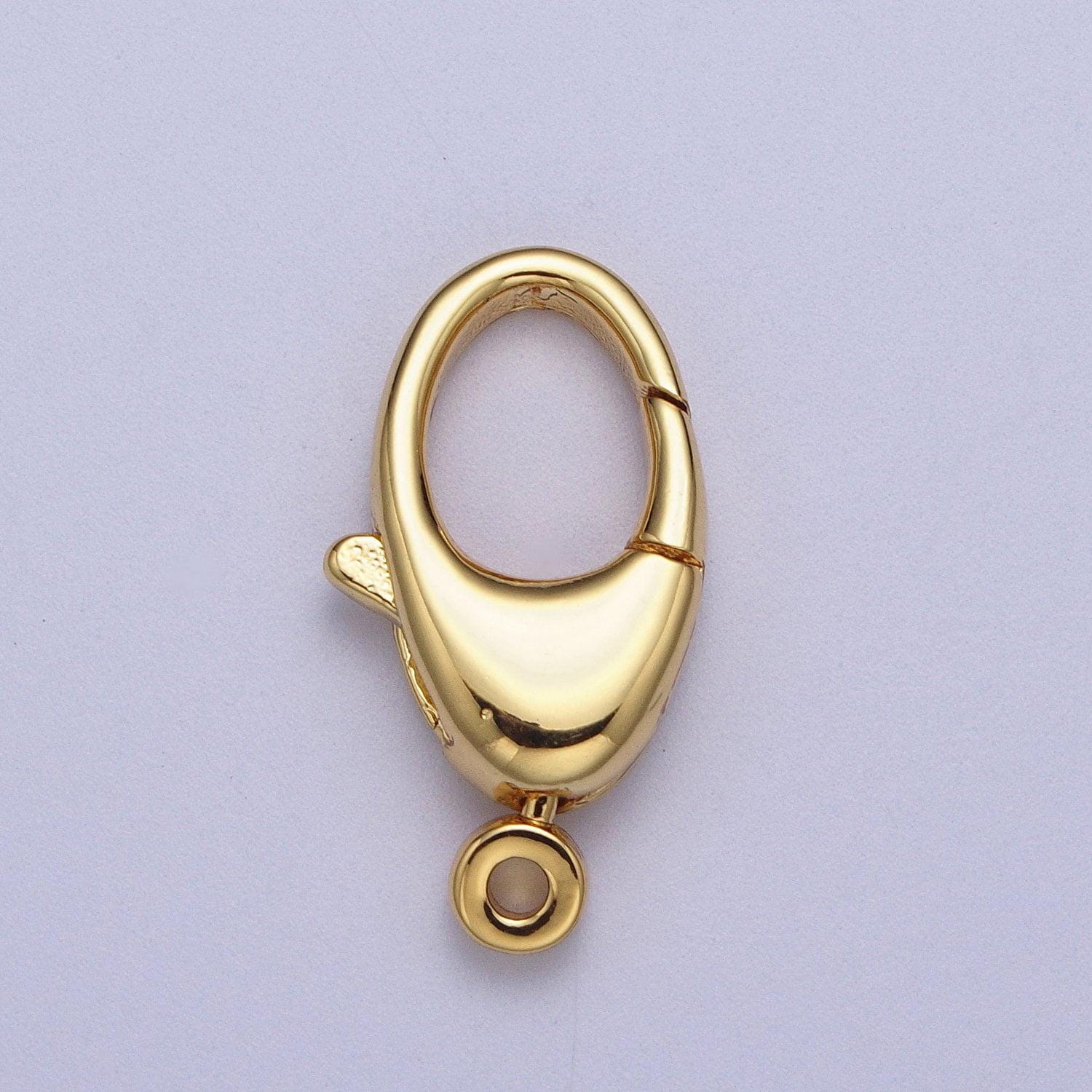 1pc wholesale lobster clasp 24k gold filled oval lobster claw for jewelry making, size option 18 x 10.5 mm z196