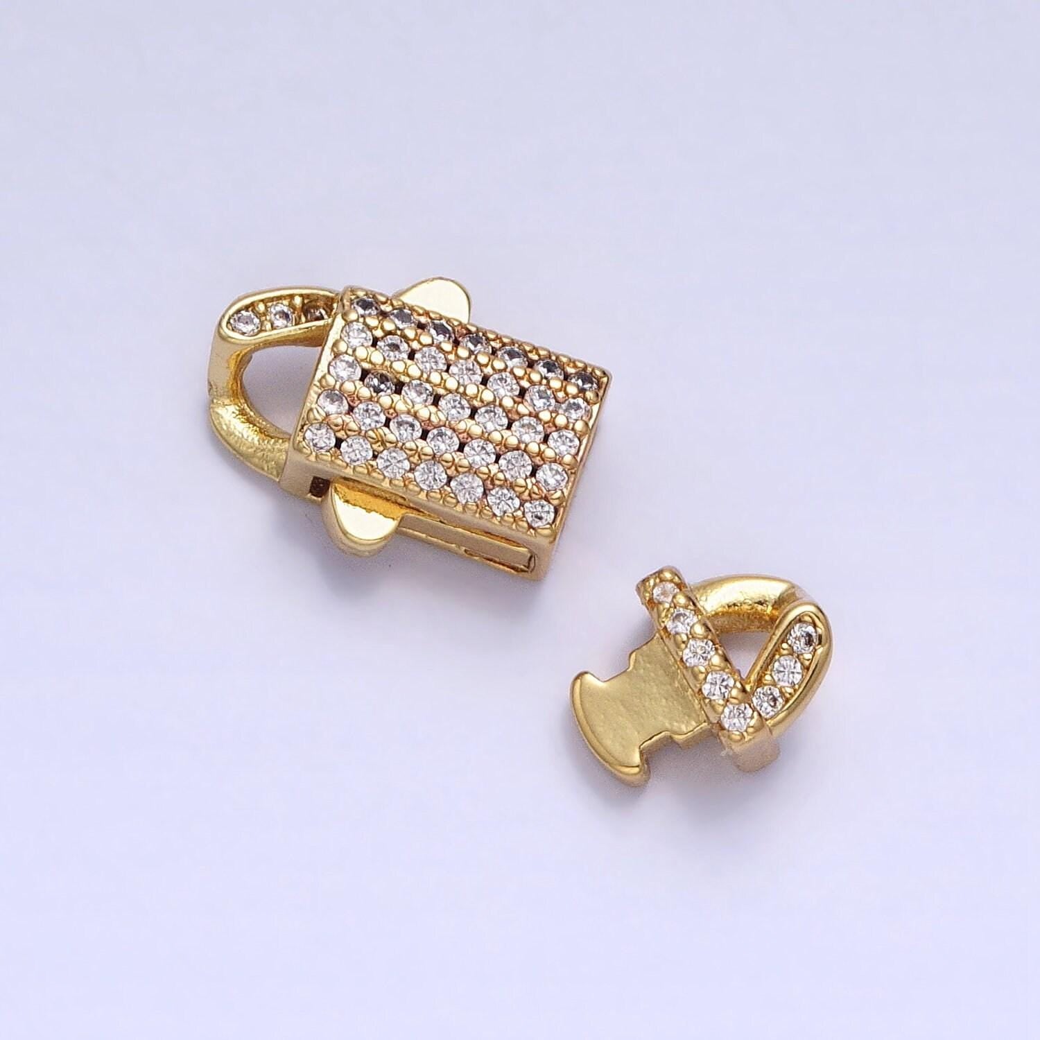 Gold plated cz long cubic zirconia trigger clasps for bracelet necklace end clasp jewelry making supply z-175