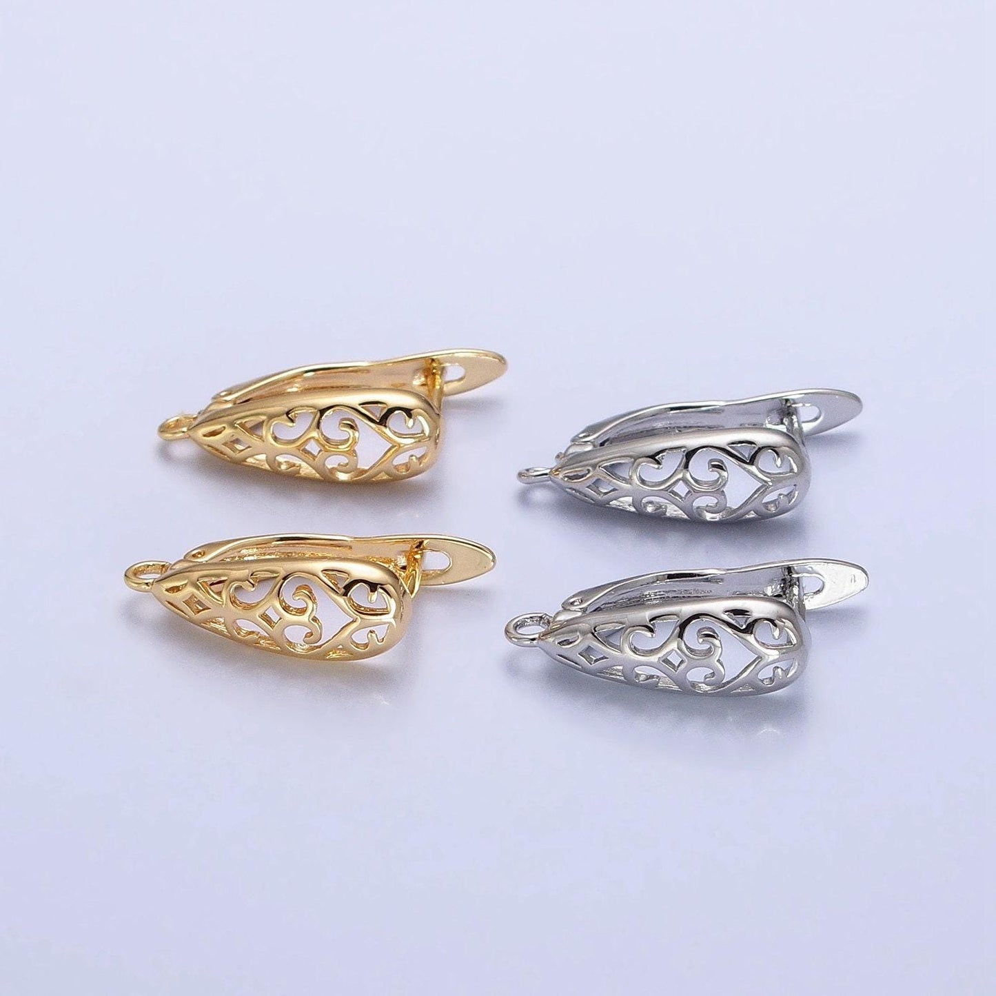 Lever-back curve design huggie hoop earring in gold & silver | z-167 z-168