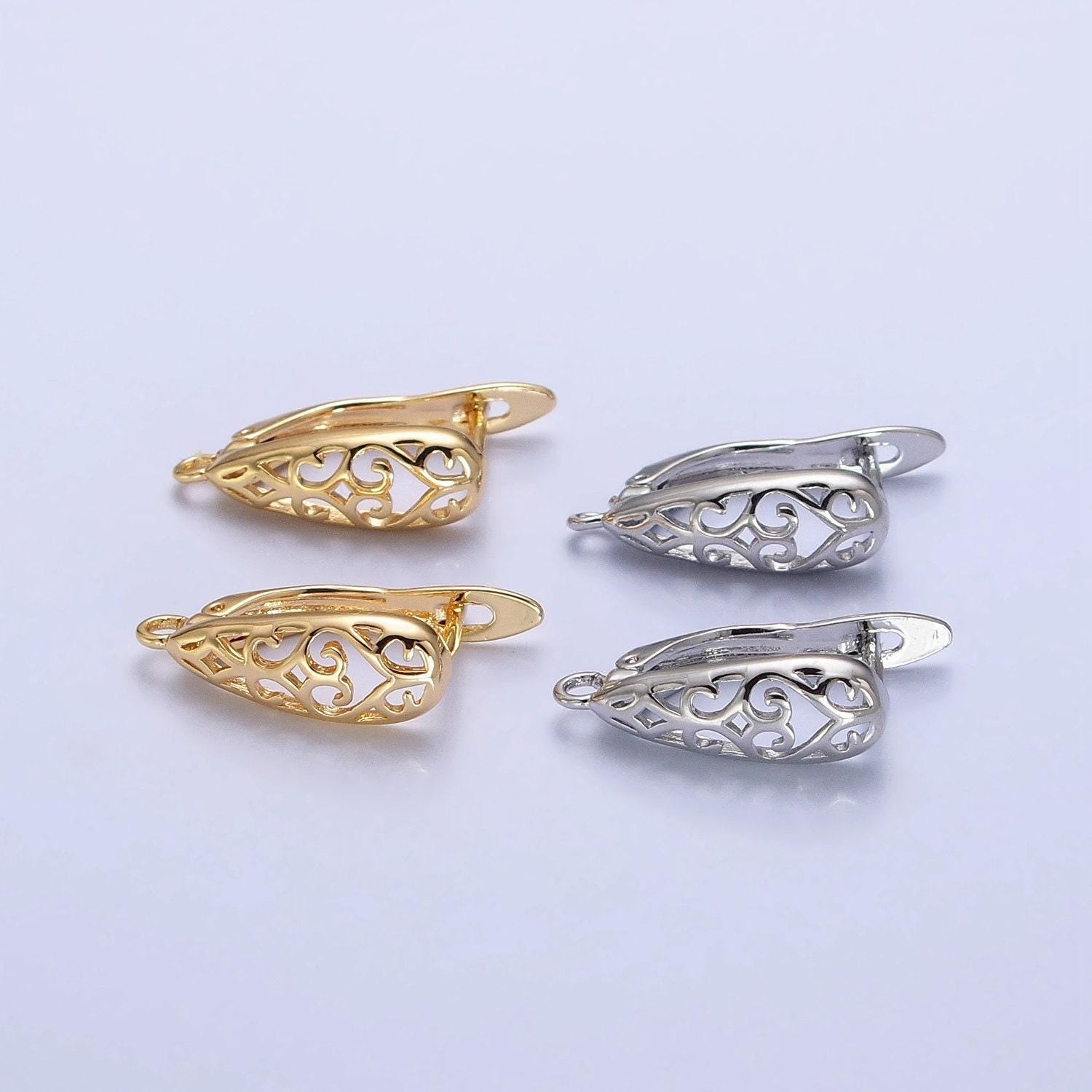 Lever-back curve design huggie hoop earring in gold & silver | z-167 z-168