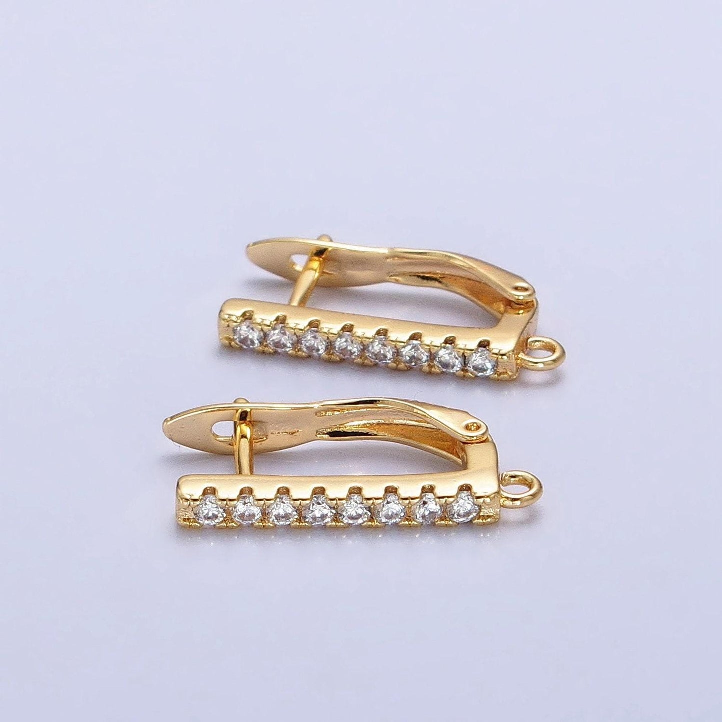 Lever-back cz huggie earrings in gold & silver | z-163 z-164