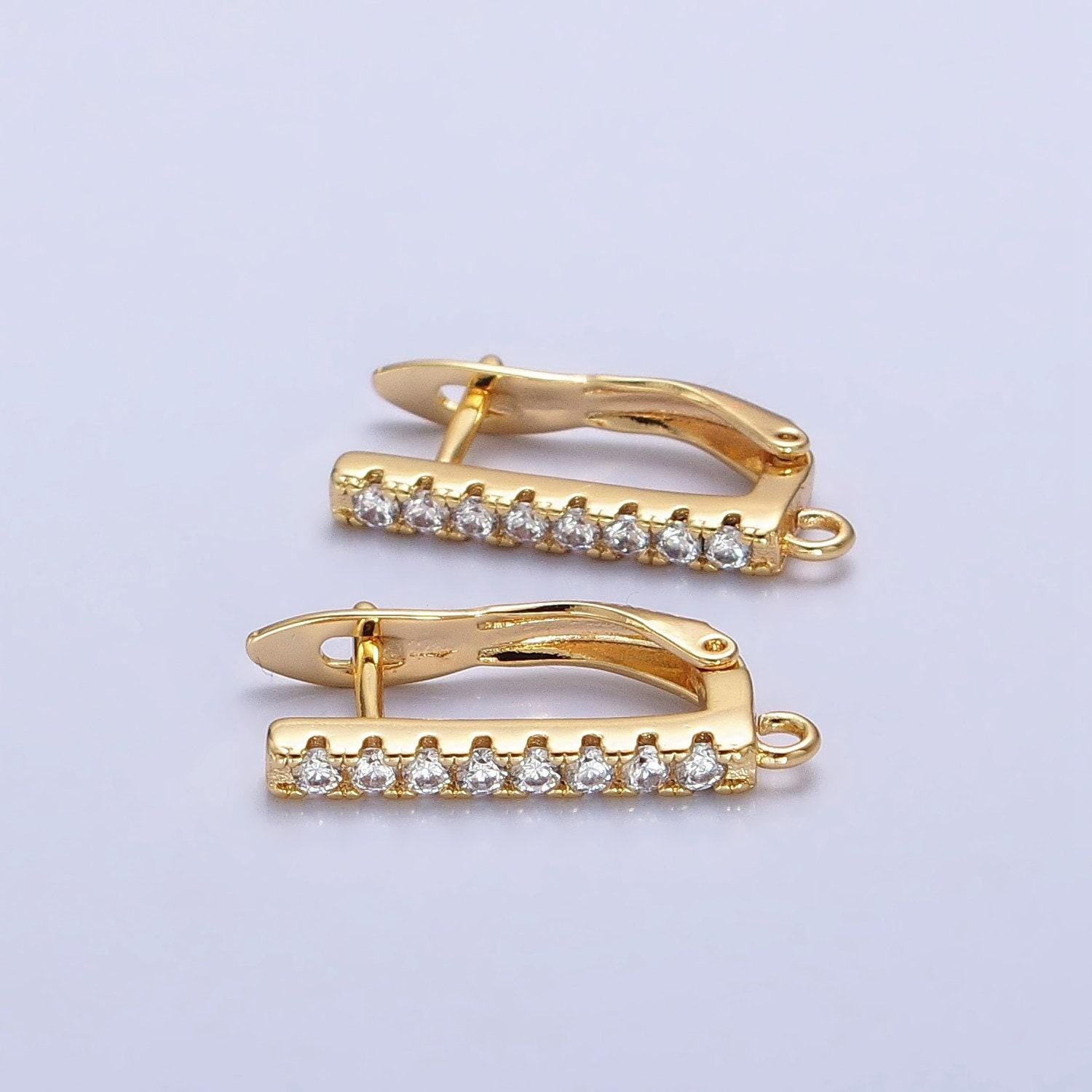 Lever-back cz huggie earrings in gold & silver | z-163 z-164