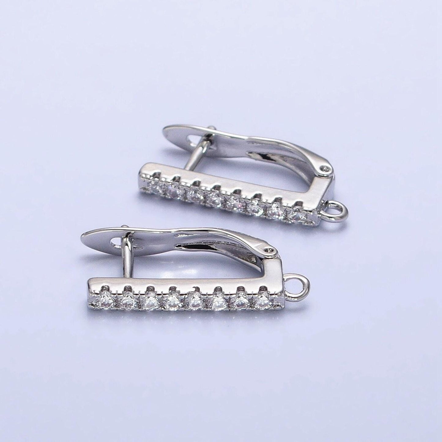 Lever-back cz huggie earrings in gold & silver | z-163 z-164
