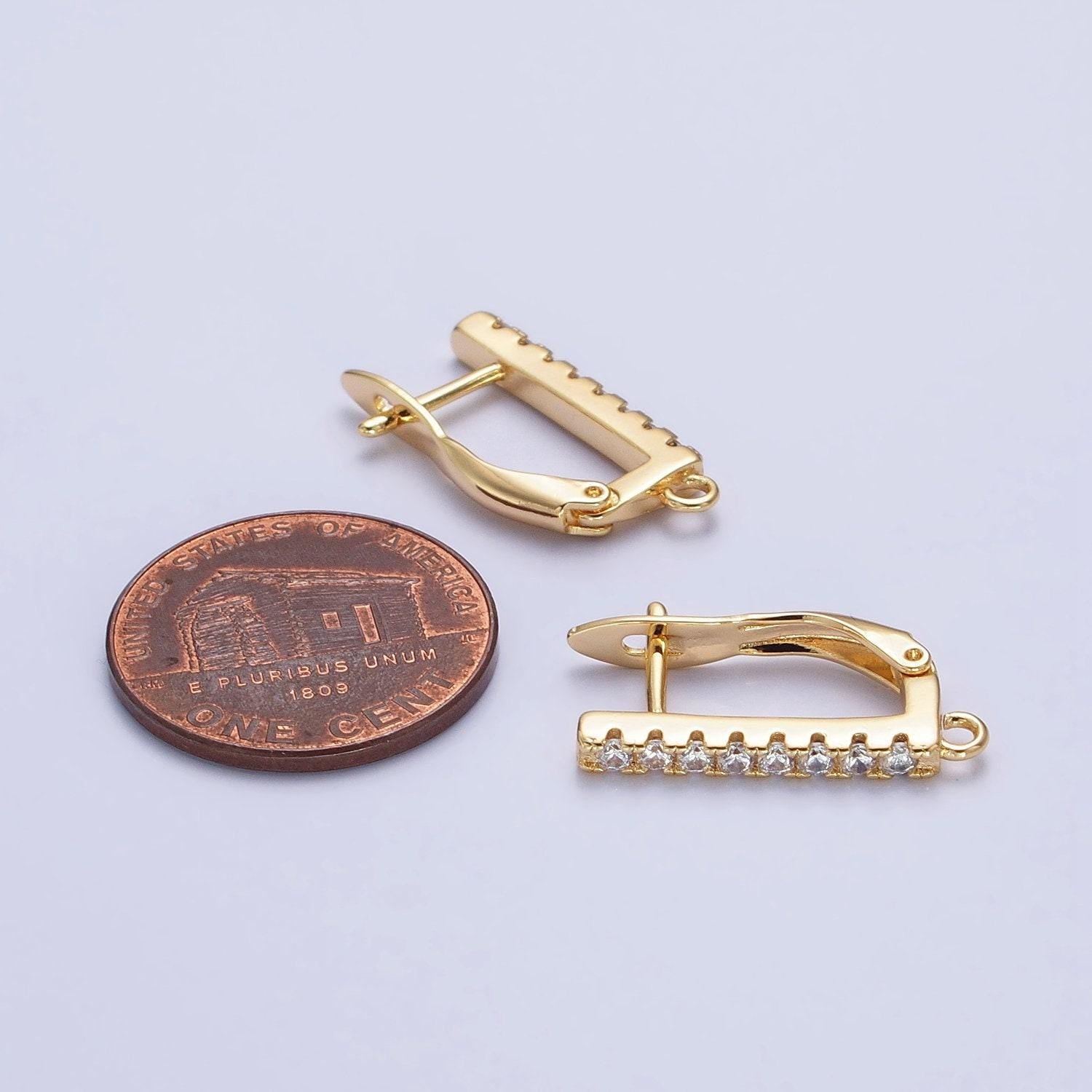 Lever-back cz huggie earrings in gold & silver | z-163 z-164