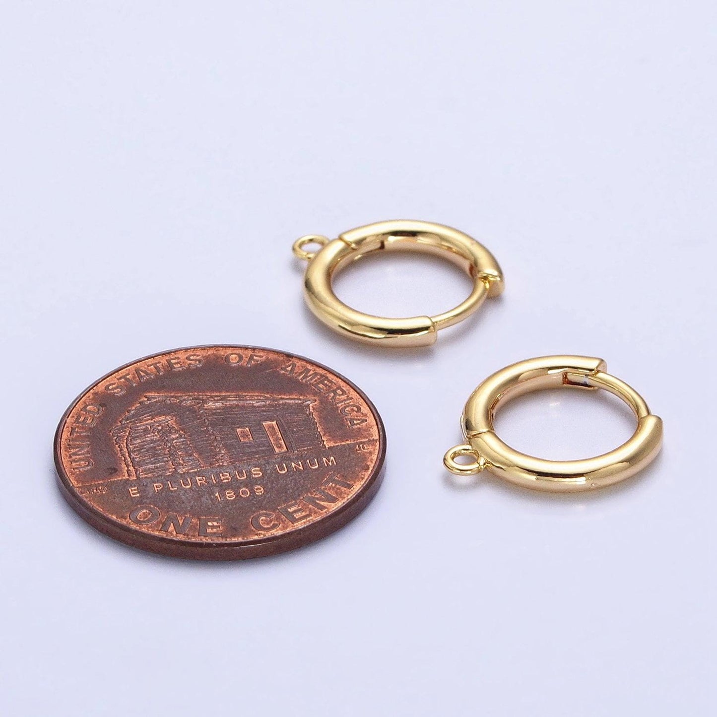 Snap close hoop 15.6mm huggies earrings supply | z-161 z-162
