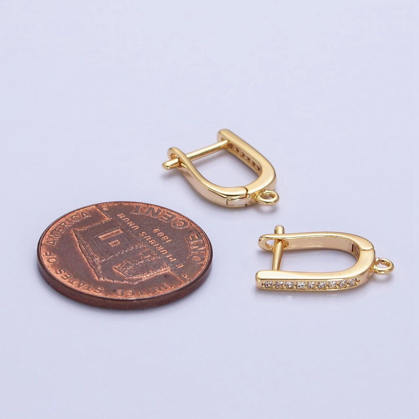 Cz lever-back 15mm huggie earrings supply | z-159 z-160