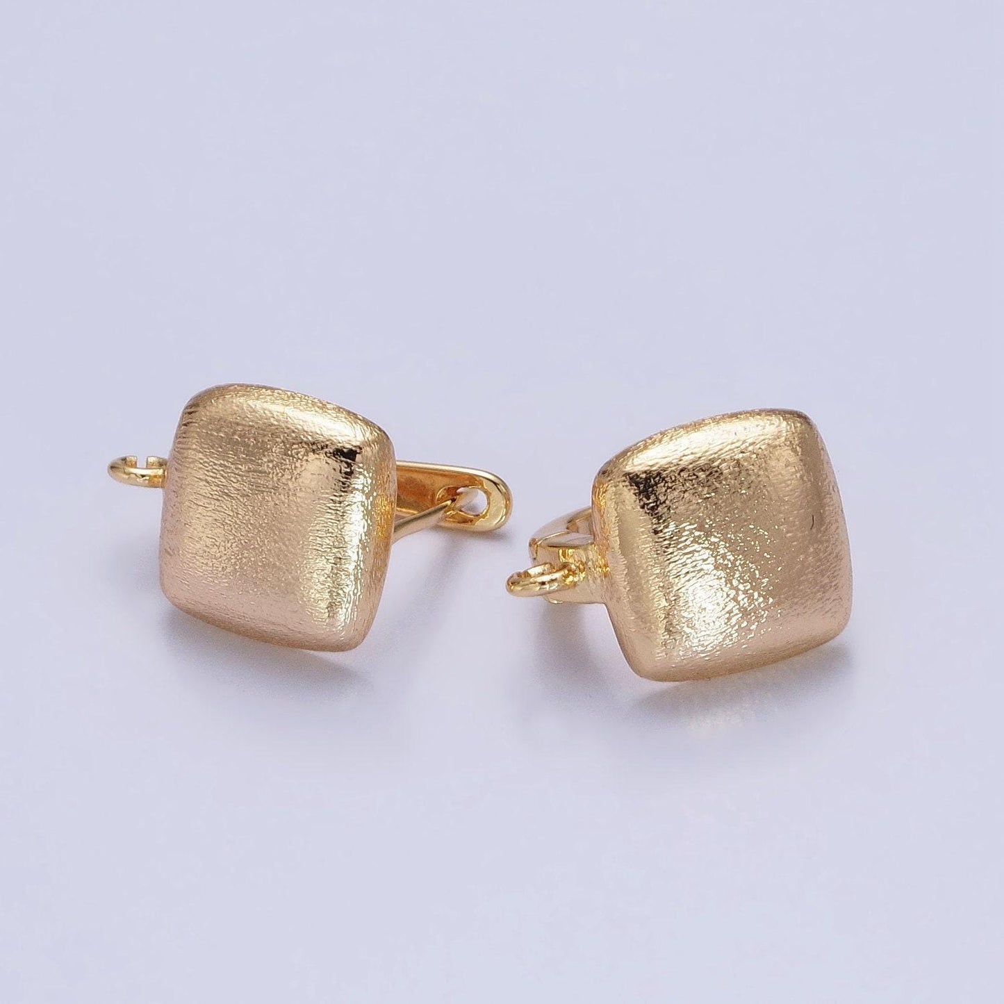 Chubby square english lock open loop earring supply | z-155