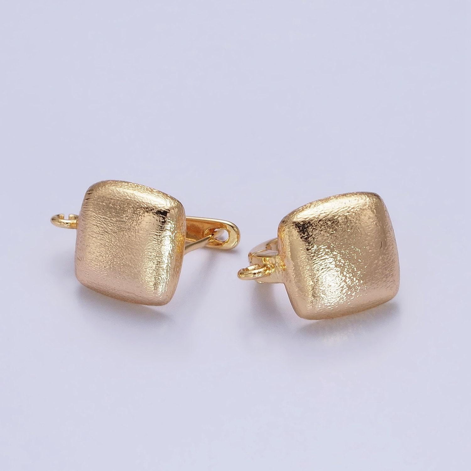 Chubby square english lock open loop earring supply | z-155