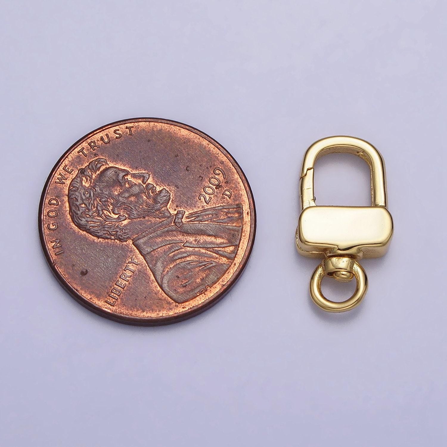 Mini 24k gold filled push gate triggerless rectangular swivel closure supply in gold & silver Bag Charm Component | z113 z114