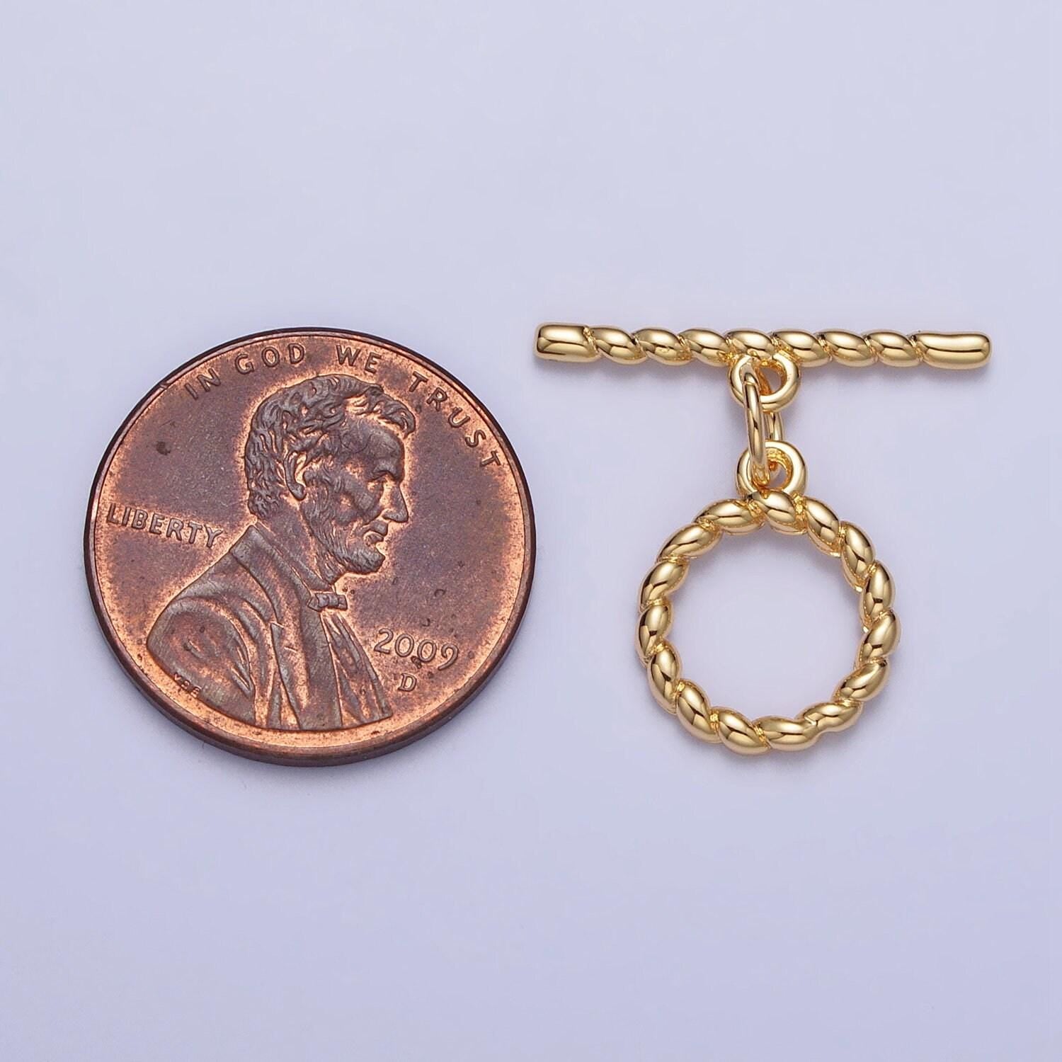 24k gold plated rope ot toggle clasps twisted end clasp for jewelry handmade making bracelet necklace bar fancy clasp z101